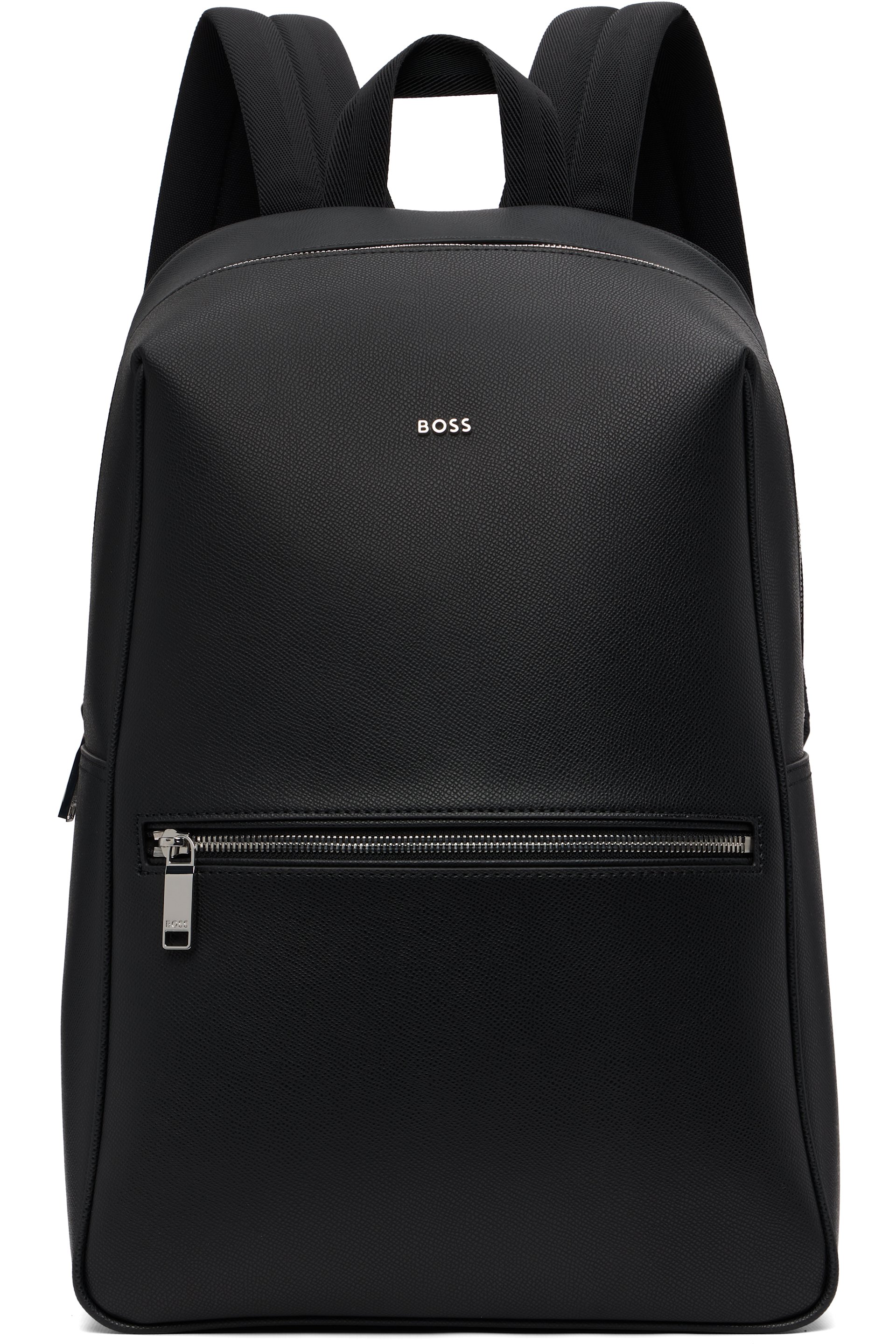 BOSS - Black Logo Hardware Grained-Leather Backpack