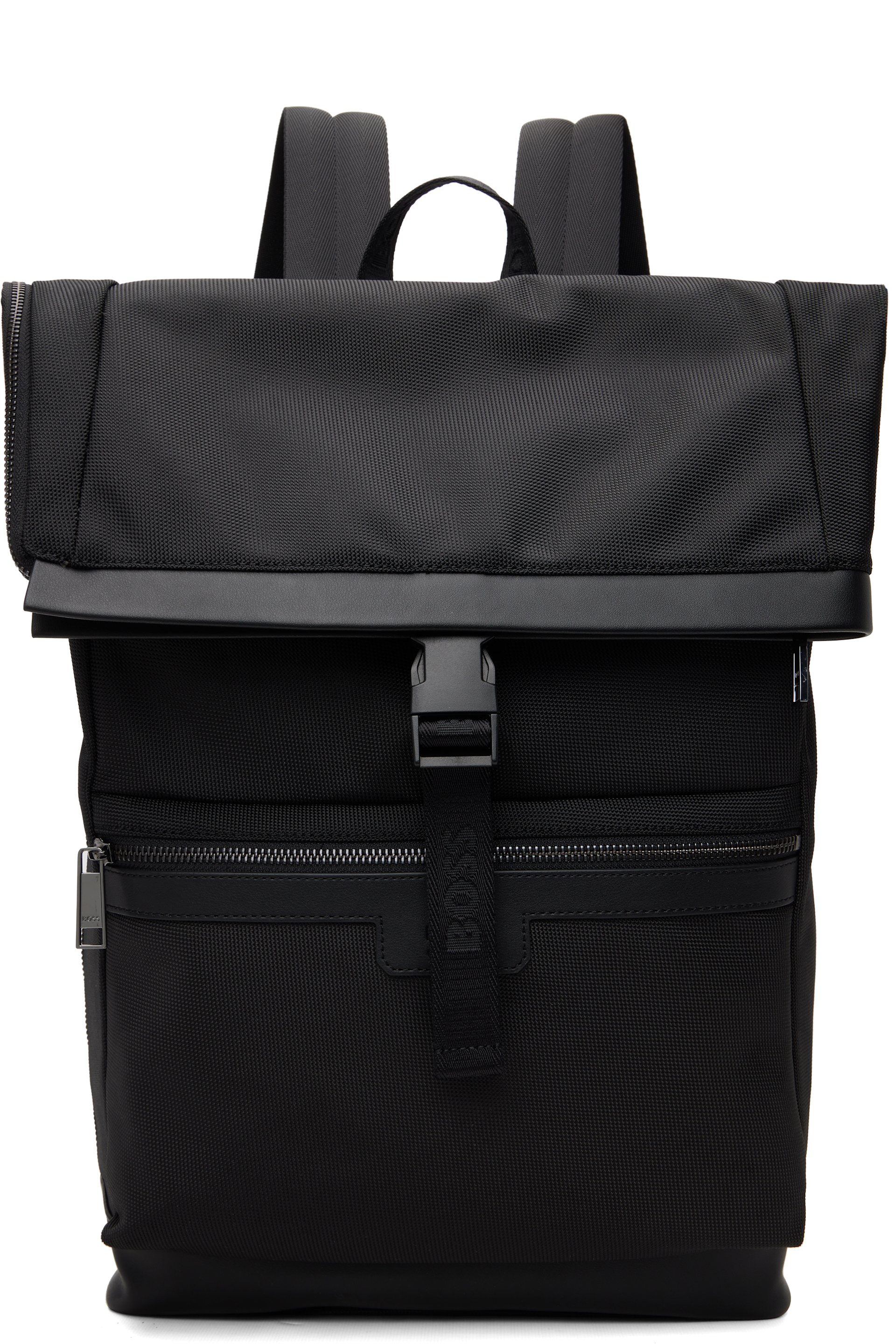 Boss - Sac à dos noir en canevas à rabat