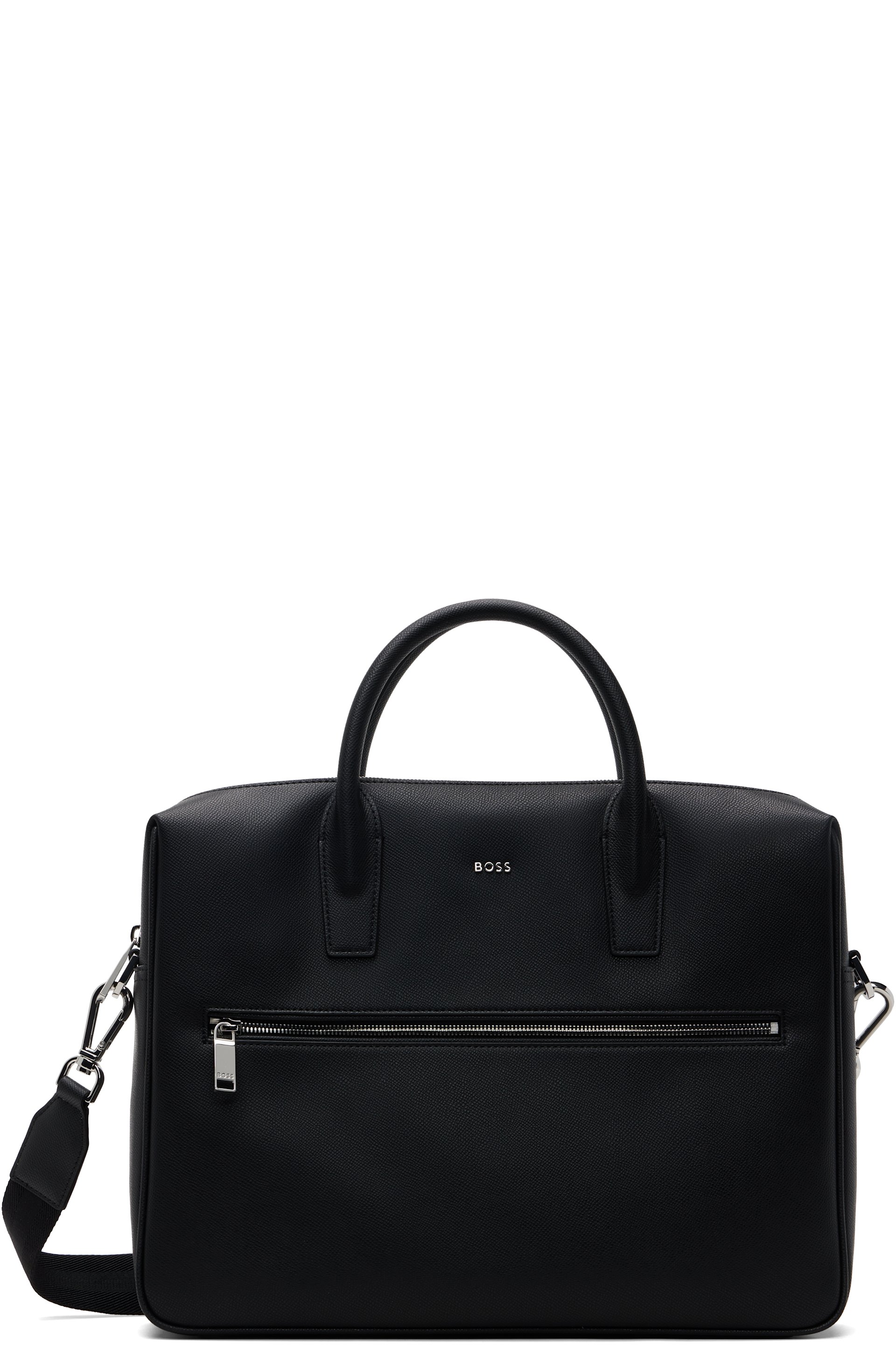 Boss - Porte-document noir en cuir à logo
