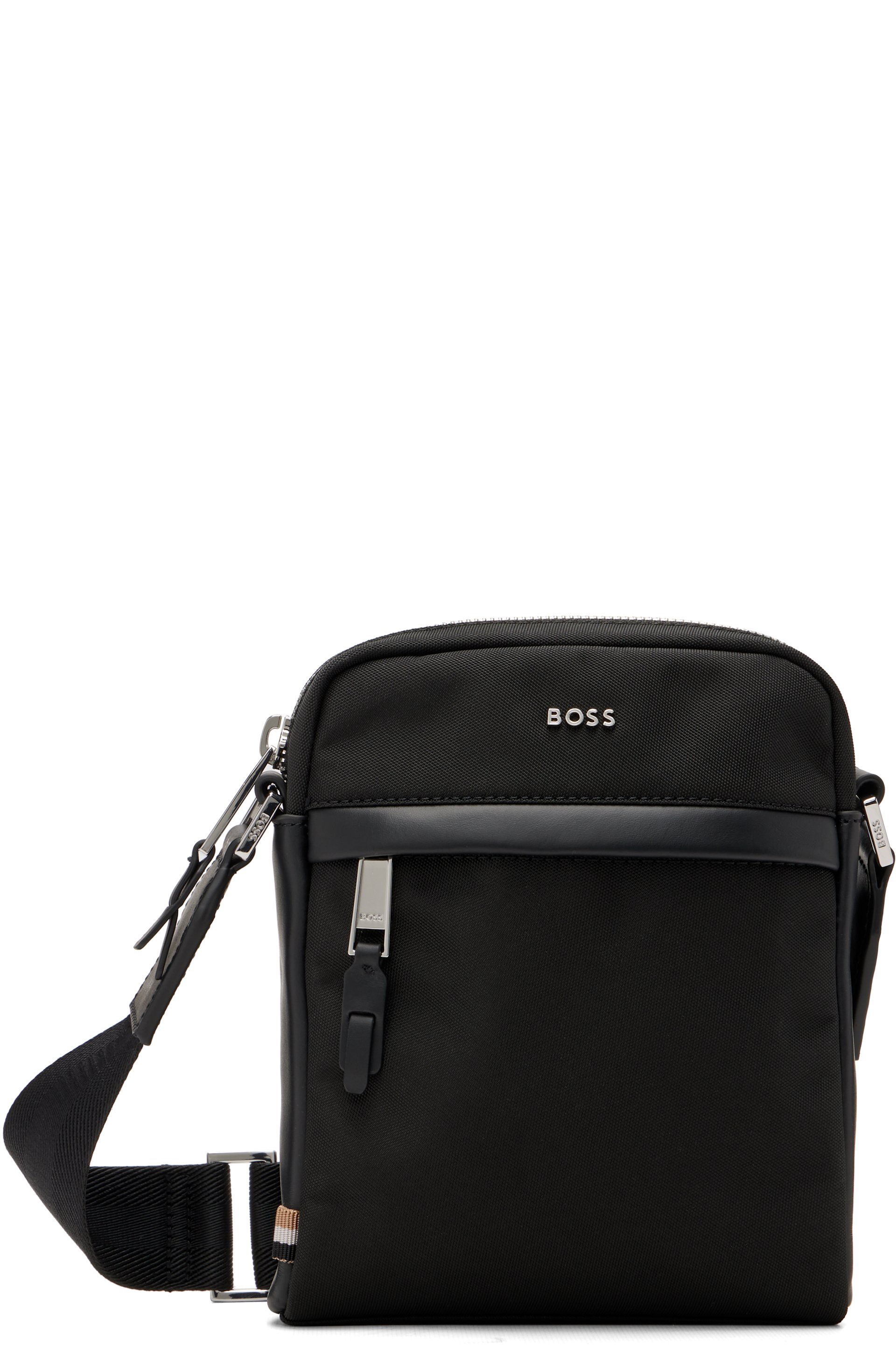 BOSS - Black Leather-Trimmed Reporter Bag