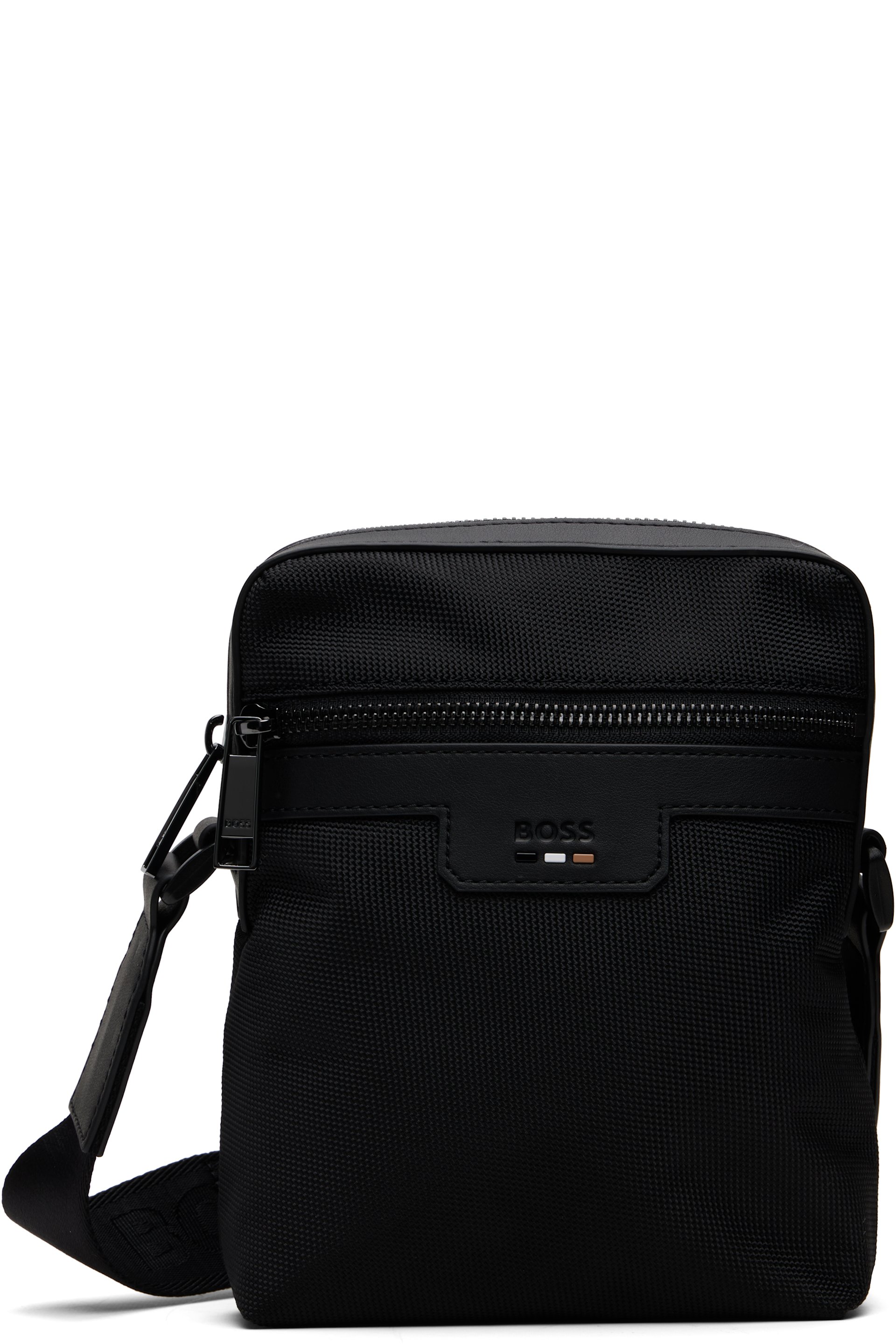 Boss - Sac reporter structuré noir à garniture emblématique