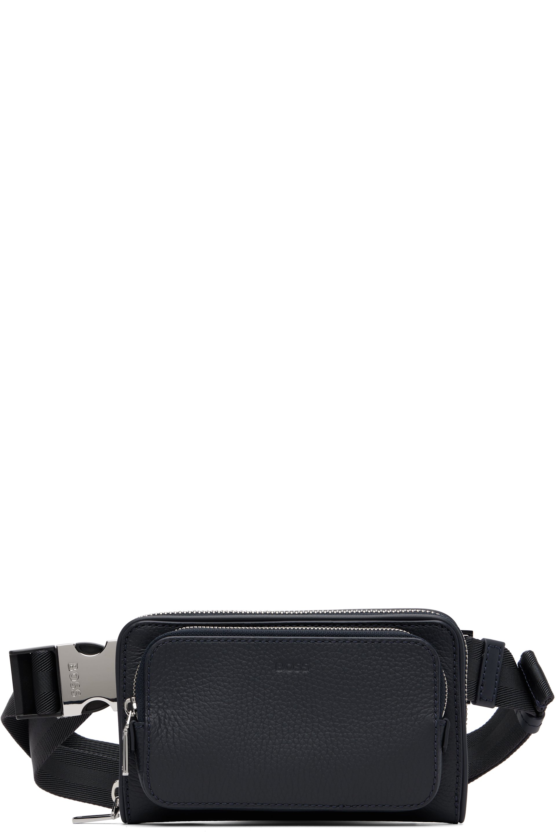BOSS - Navy Leather Crossbody Belt Bag
