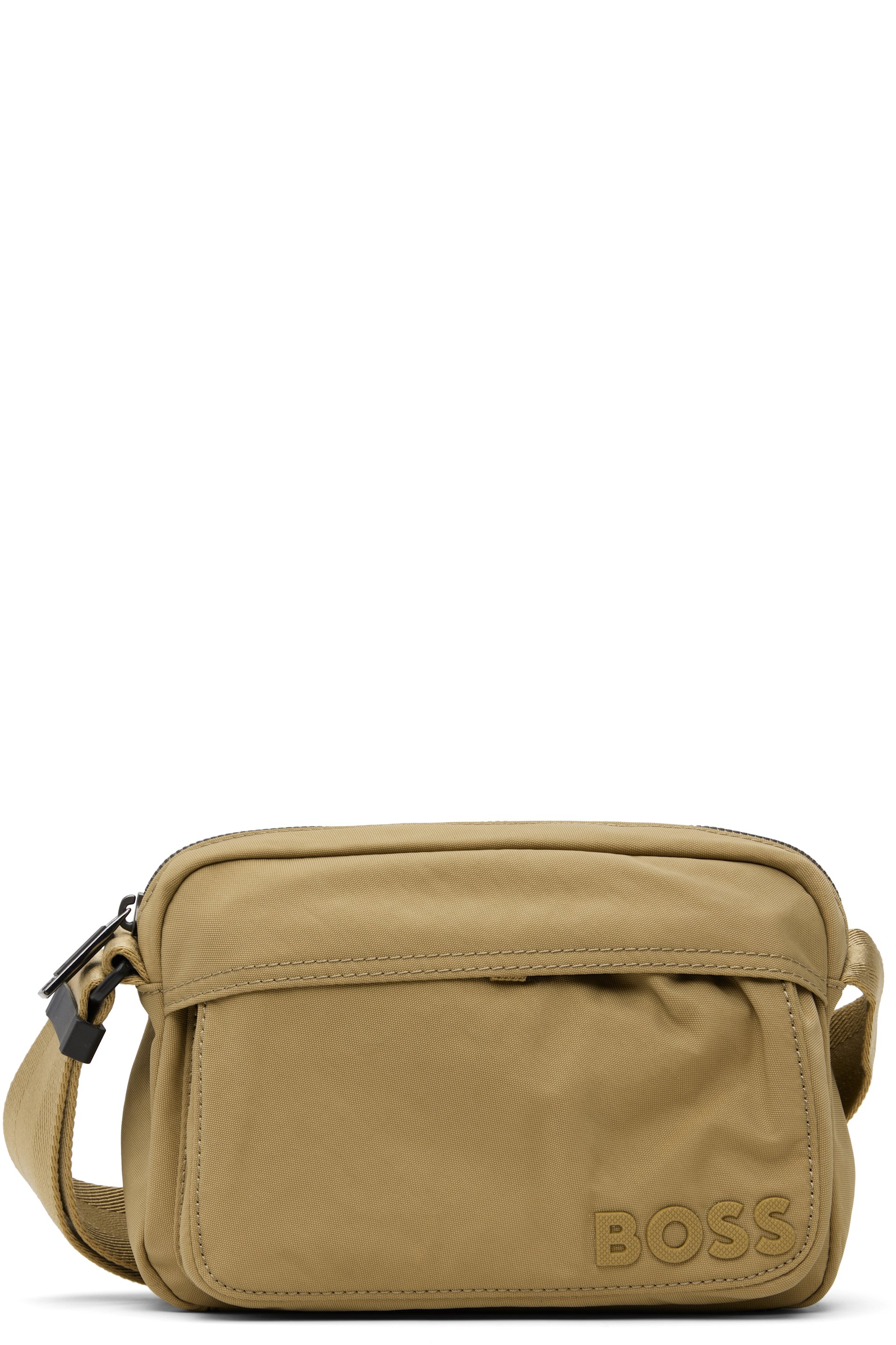 BOSS - Beige Nylon Logo Patch Pouch