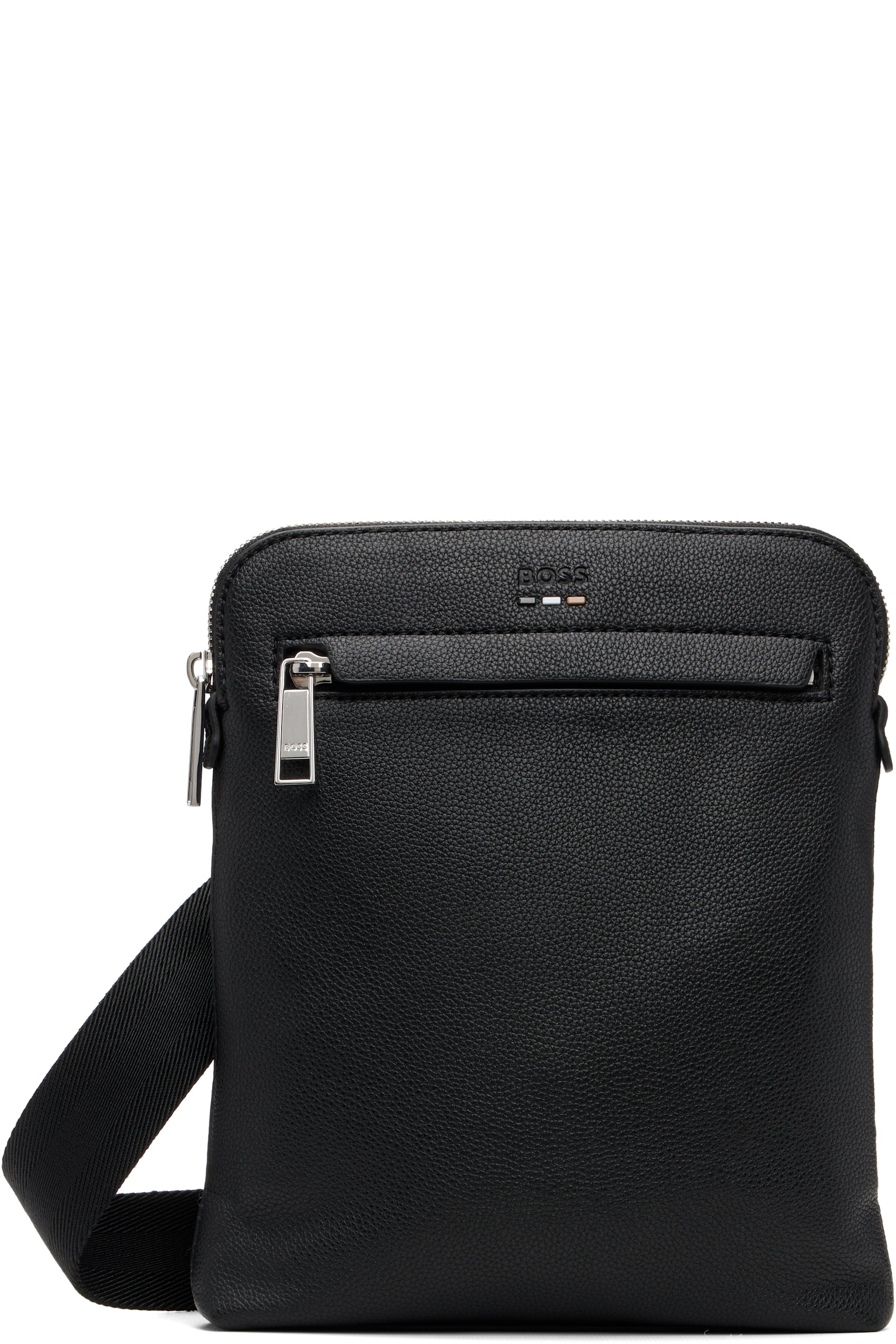 BOSS - Black Faux-Leather Messenger Bag