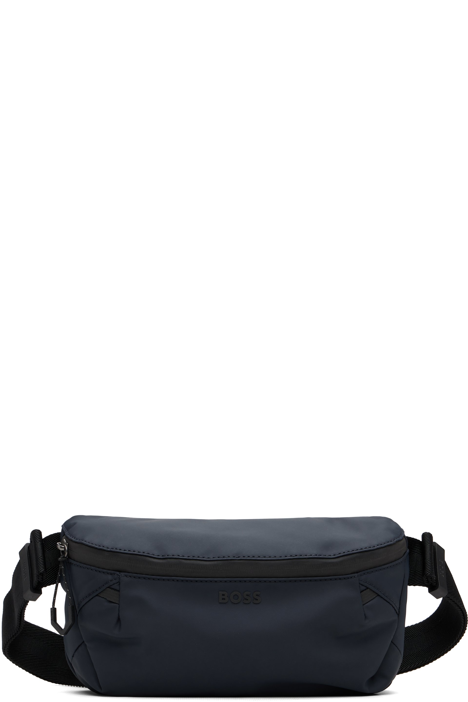 BOSS - Navy Faux-Leather Belt Bag