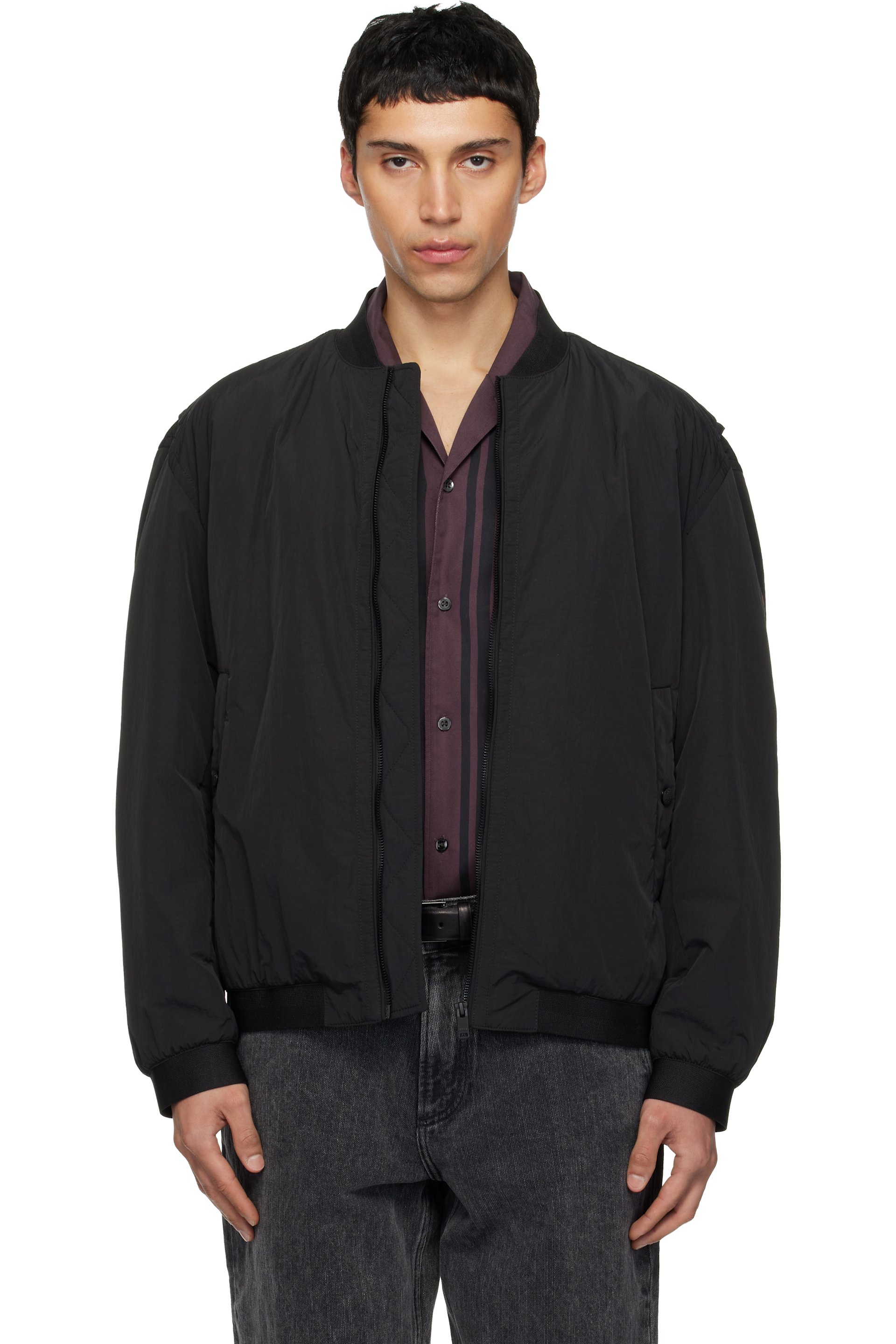 BOSS - Black Water-Repellent Bomber Jacket