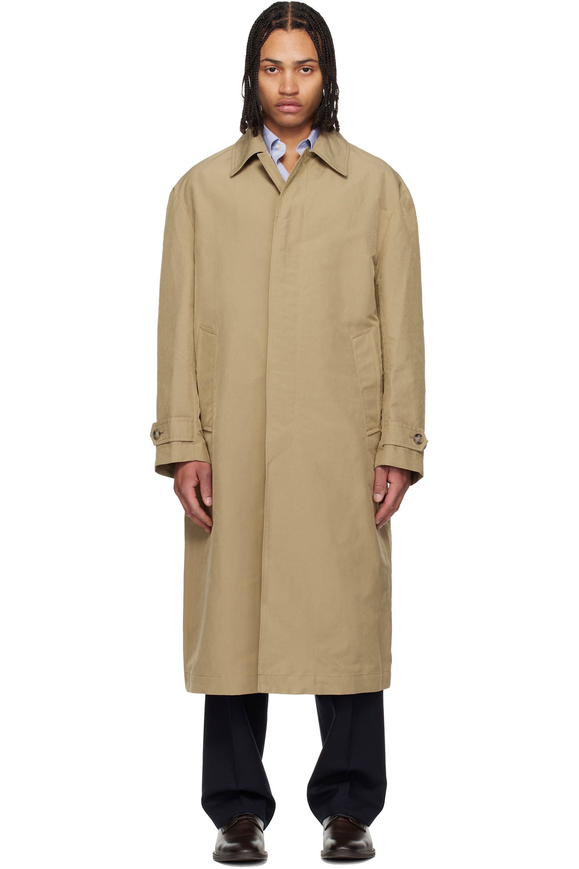 BOSS - Beige Water-Repellent Concealed Closure Coat