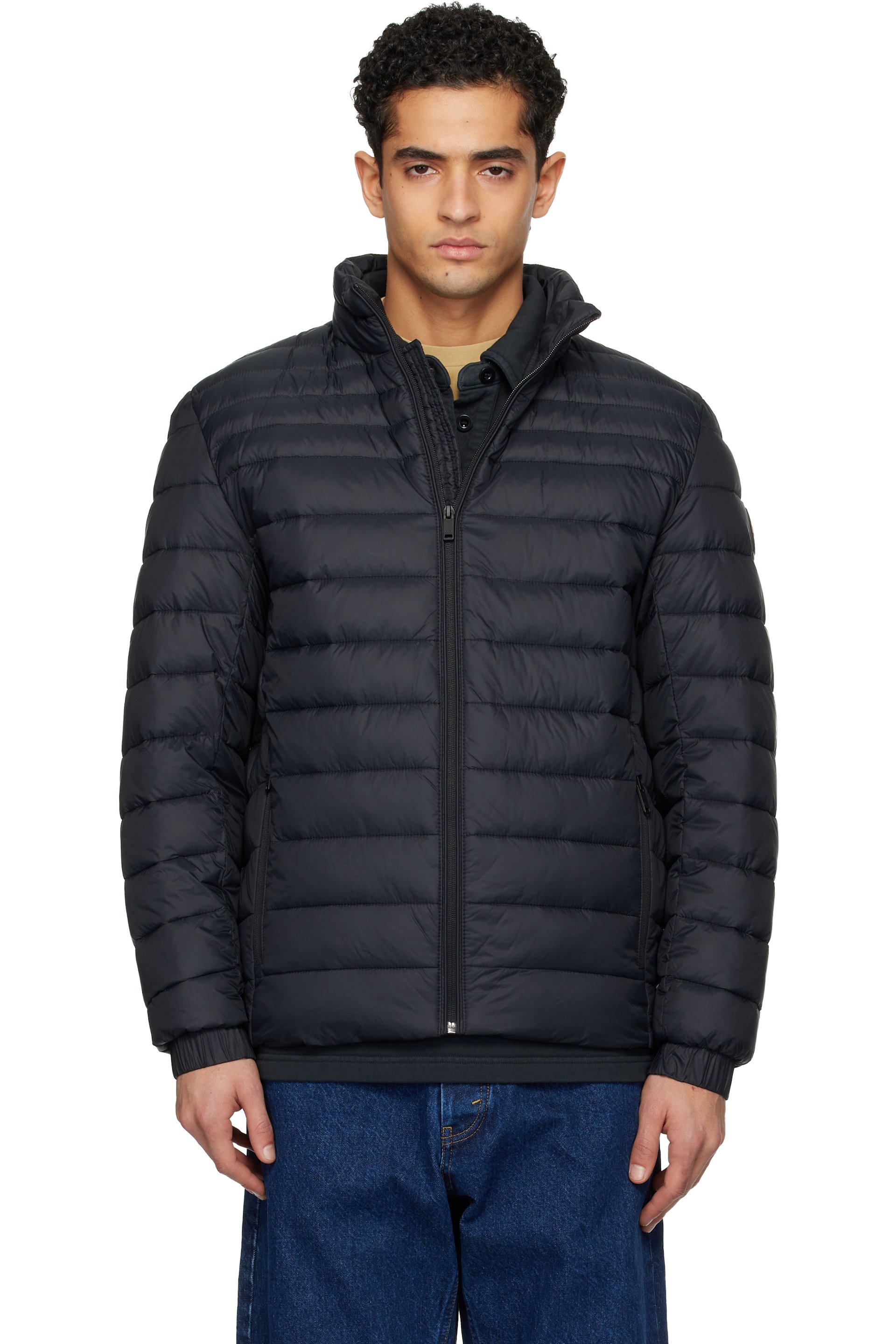 BOSS - Black Water-Repellent Mixed Quilting Jacket