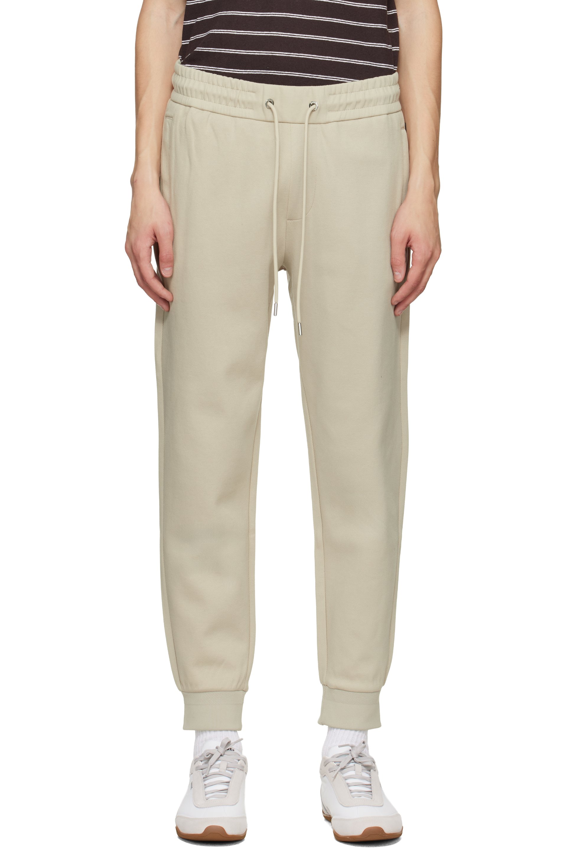 BOSS - Beige Stretch-Cotton Cuffed Hems Track Pants