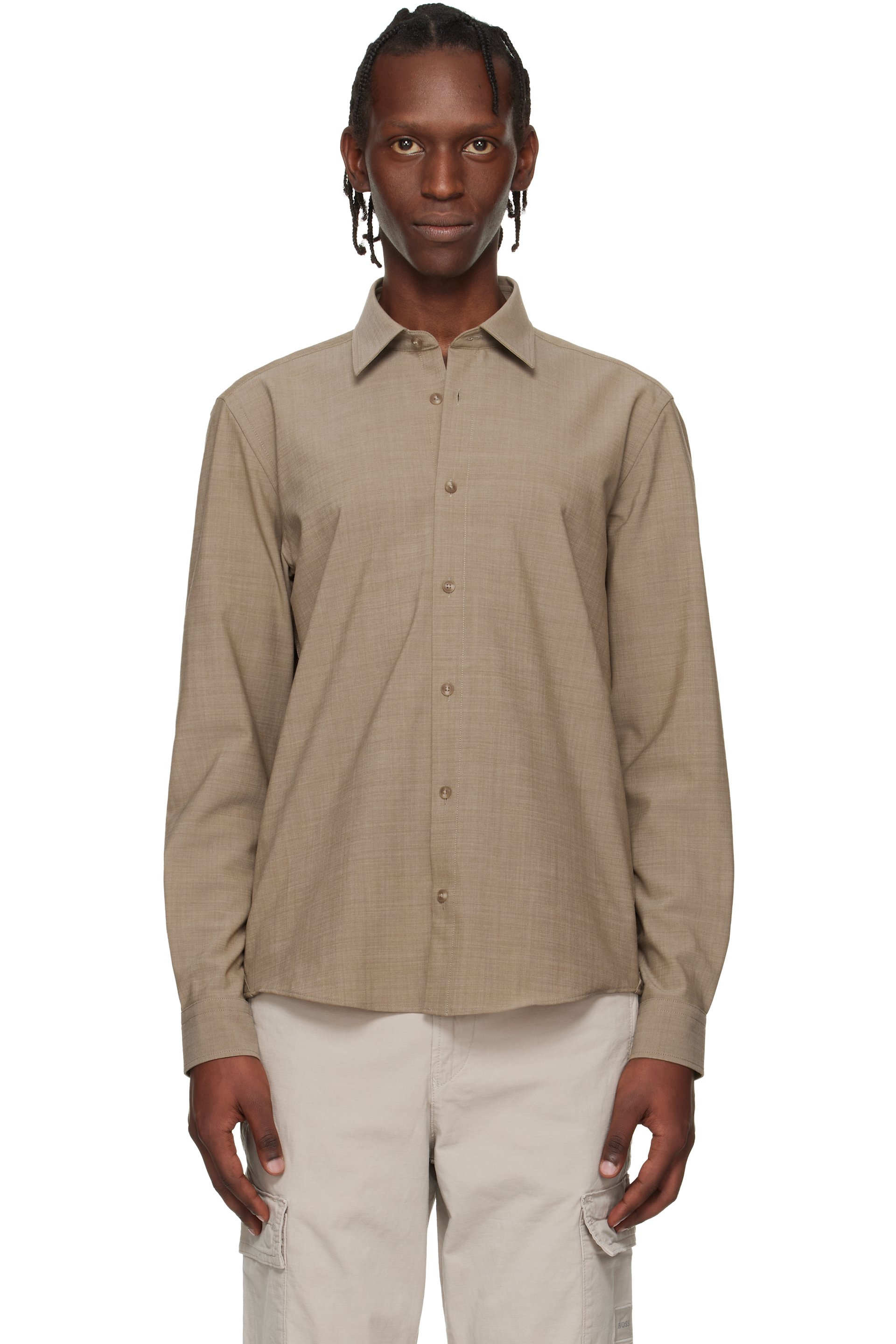 BOSS - Beige Virgin Wool Shirt