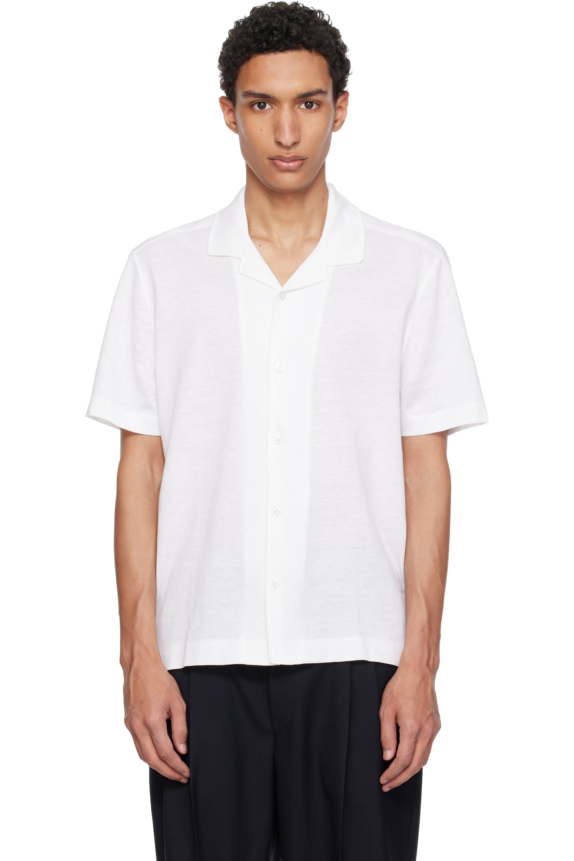BOSS - White Camp Collar Shirt