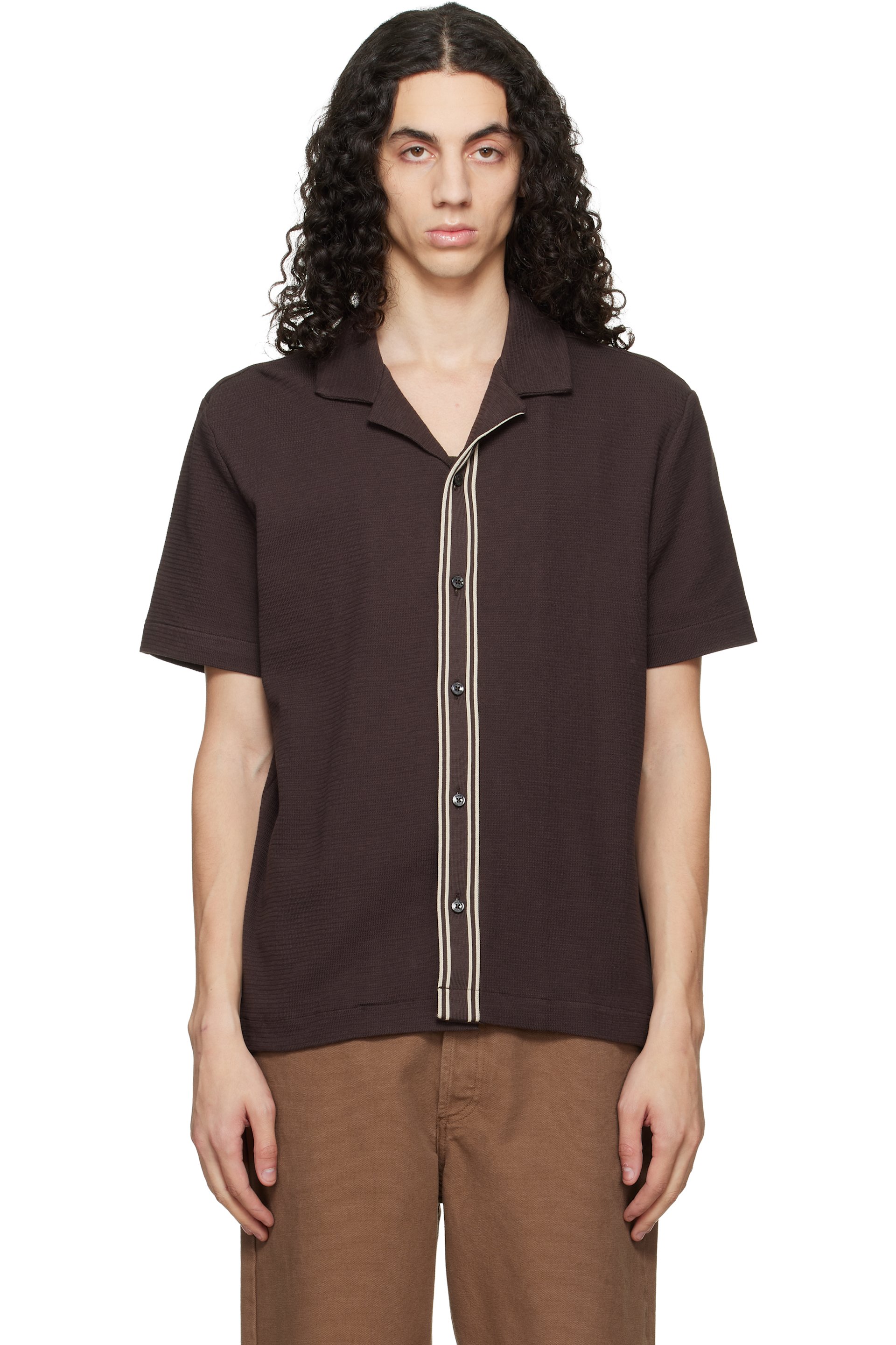 BOSS - Brown Knit Cotton Shirt