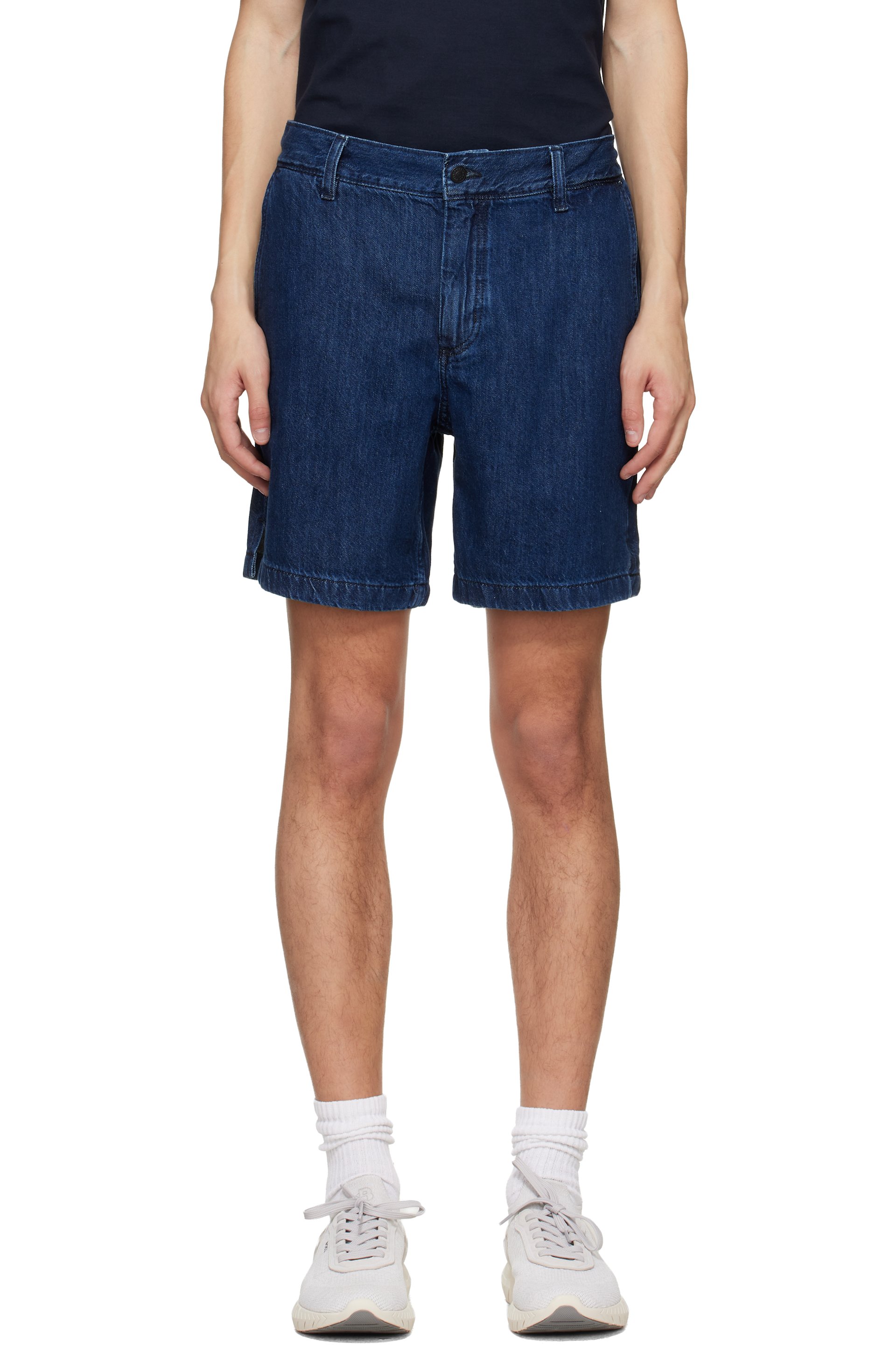 BOSS - Blue Elasticized Waistband Denim Shorts