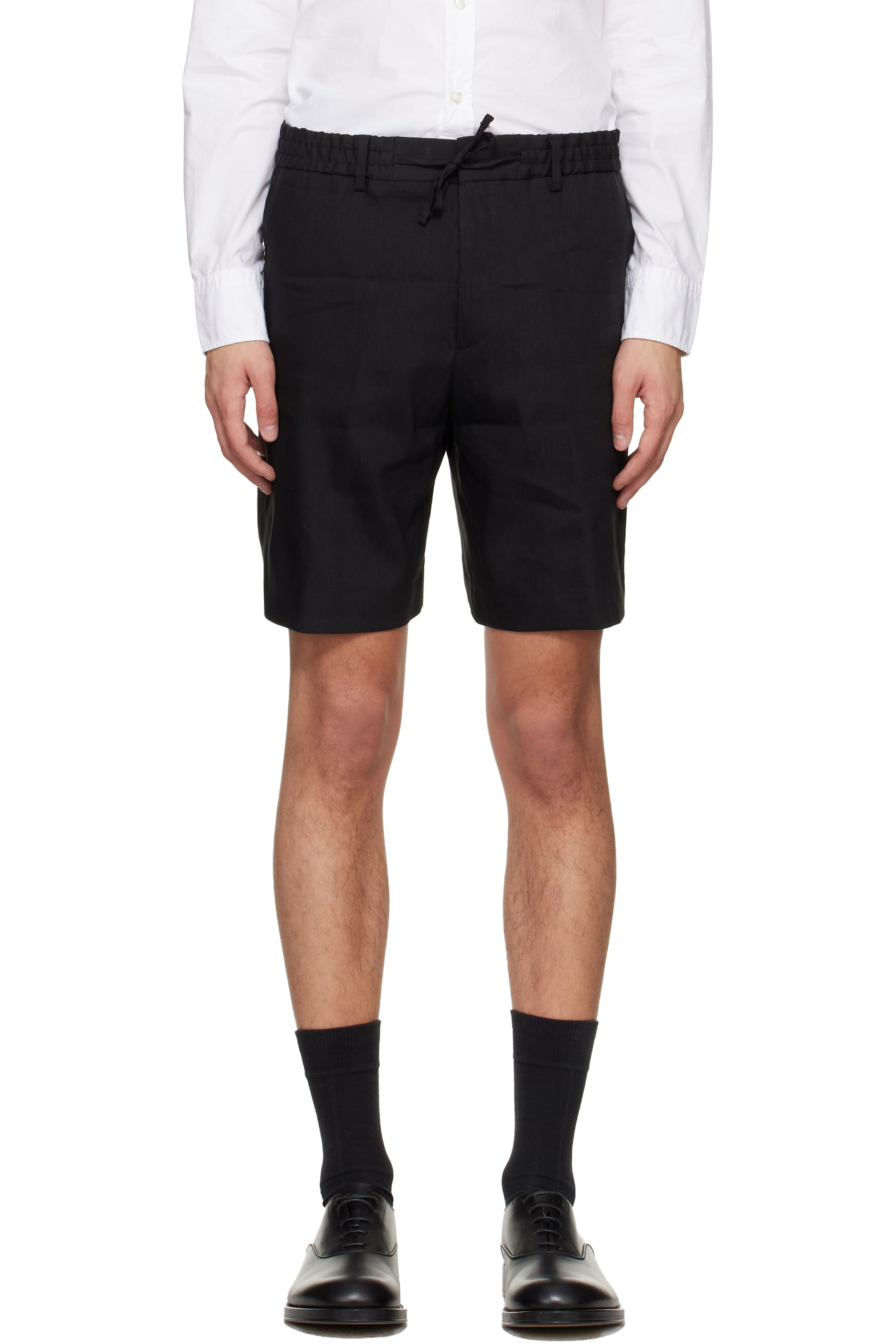 BOSS - Black Relaxed-Fit Tech Linen Shorts