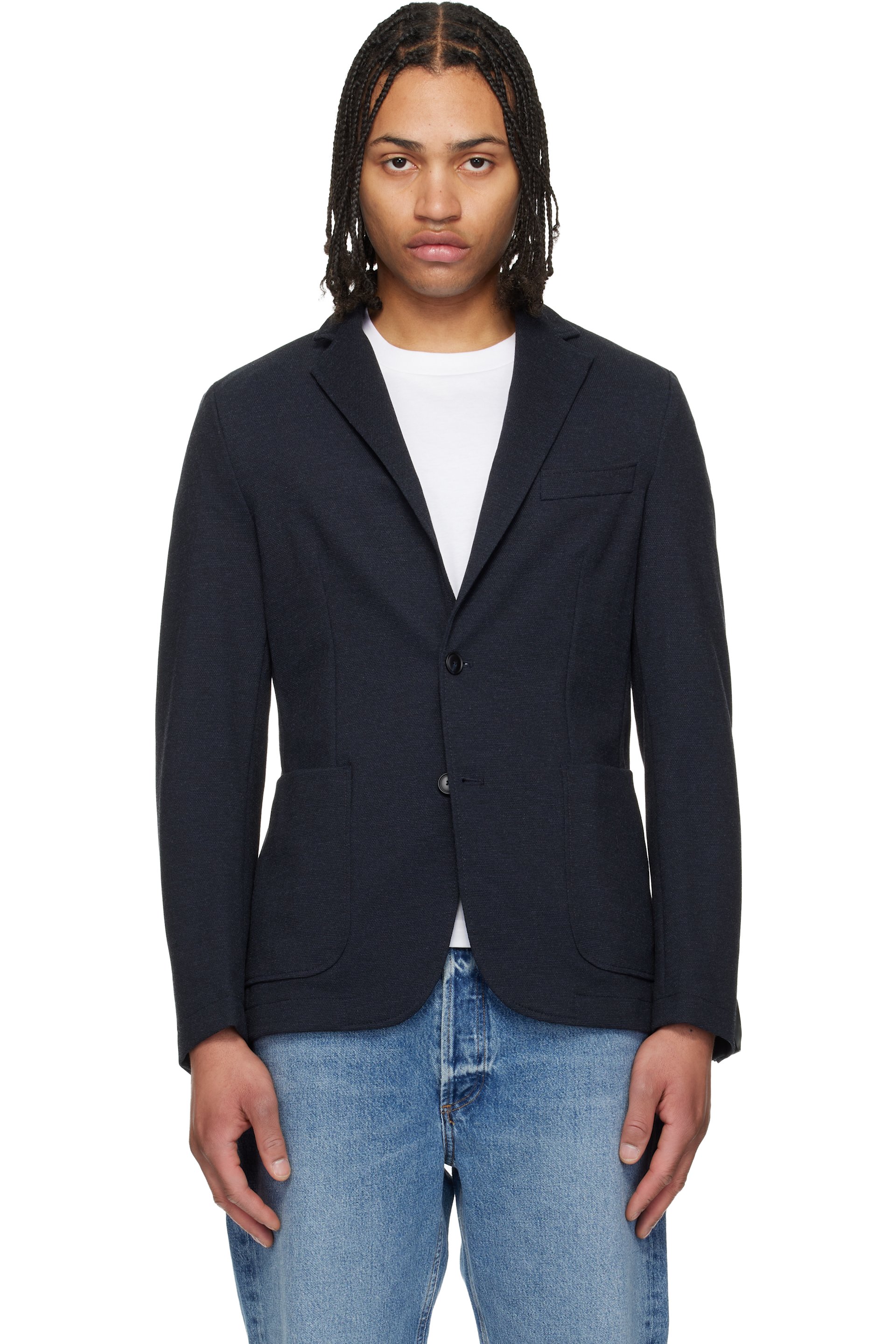 BOSS - 海军蓝 Slim-Fit Performance-Stretch Fabric 西装外套