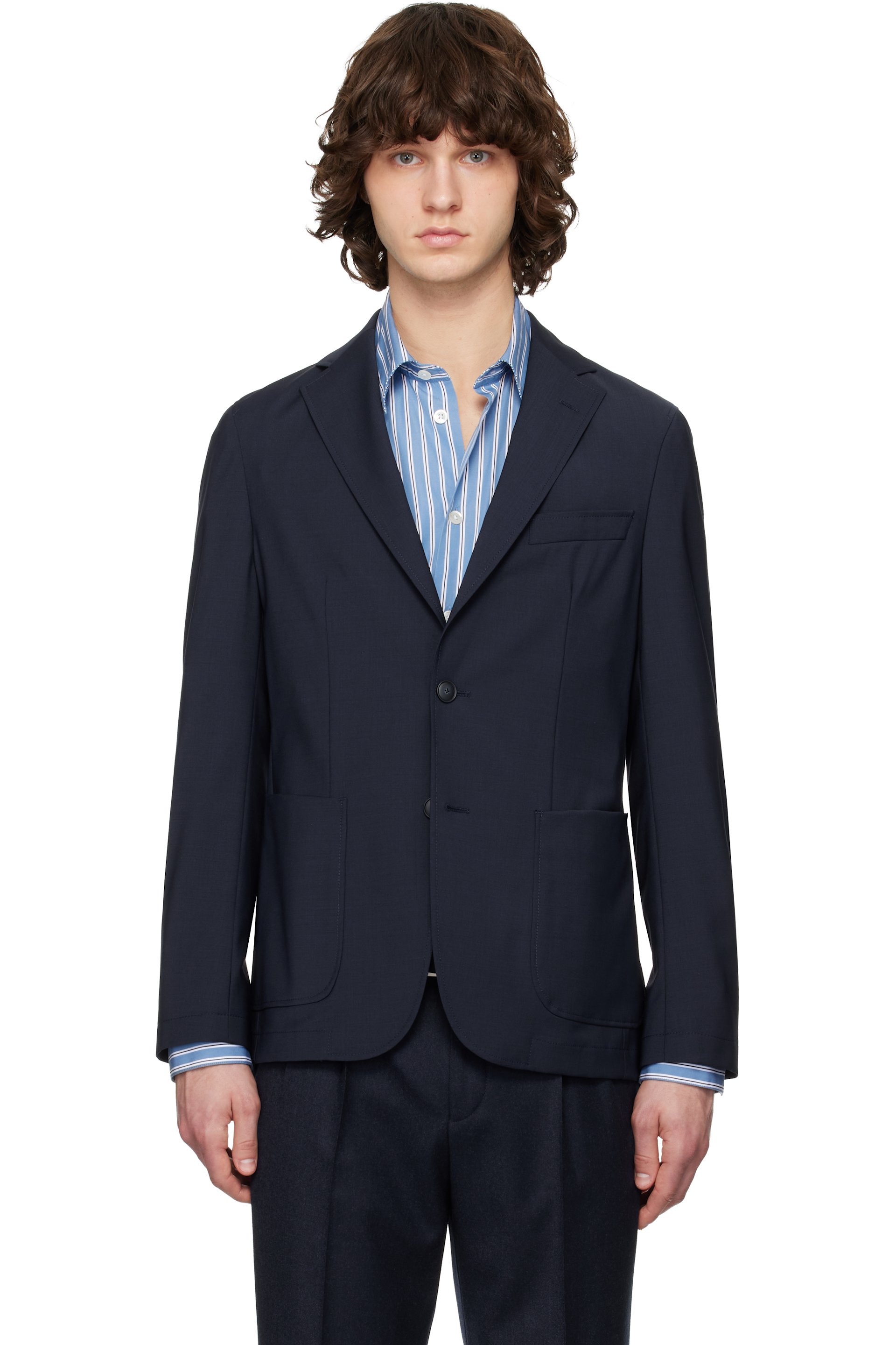Boss - Veston ajusté bleu marine