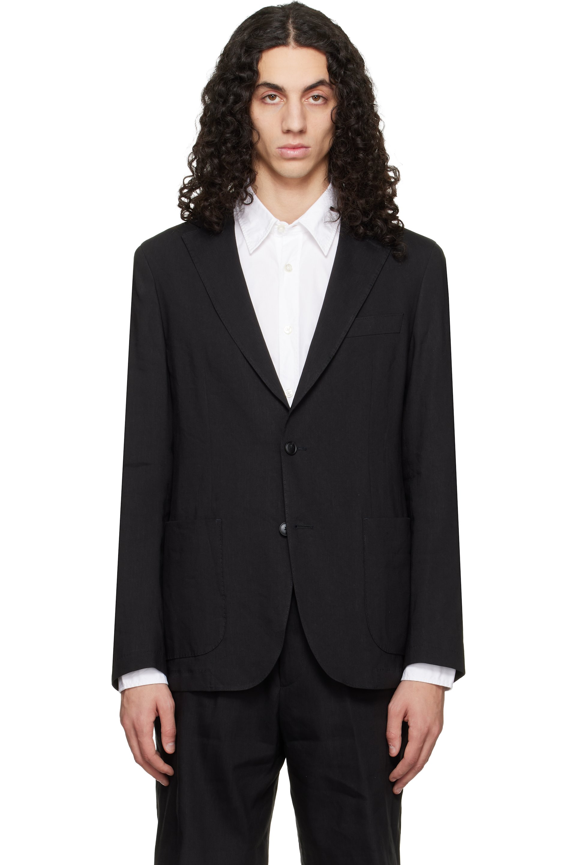 BOSS - Black Slim-Fit Washable Tech Linen Blazer