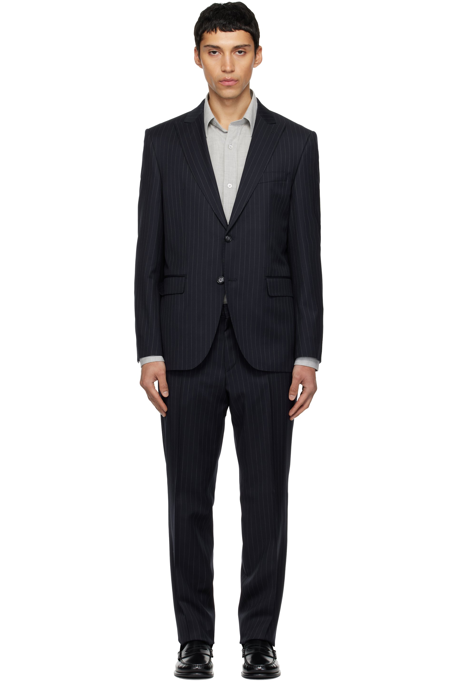 BOSS - Navy Striped Wool Suit