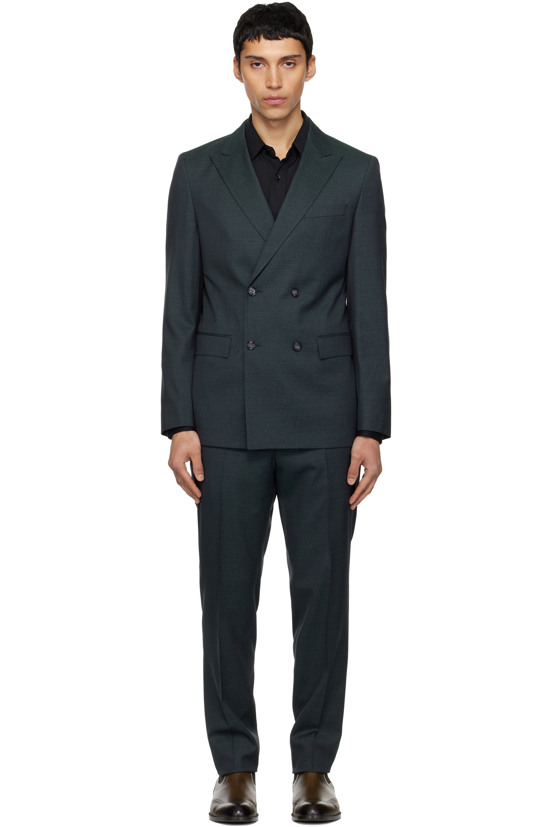 Boss - Complet ajusté gris en laine vierge