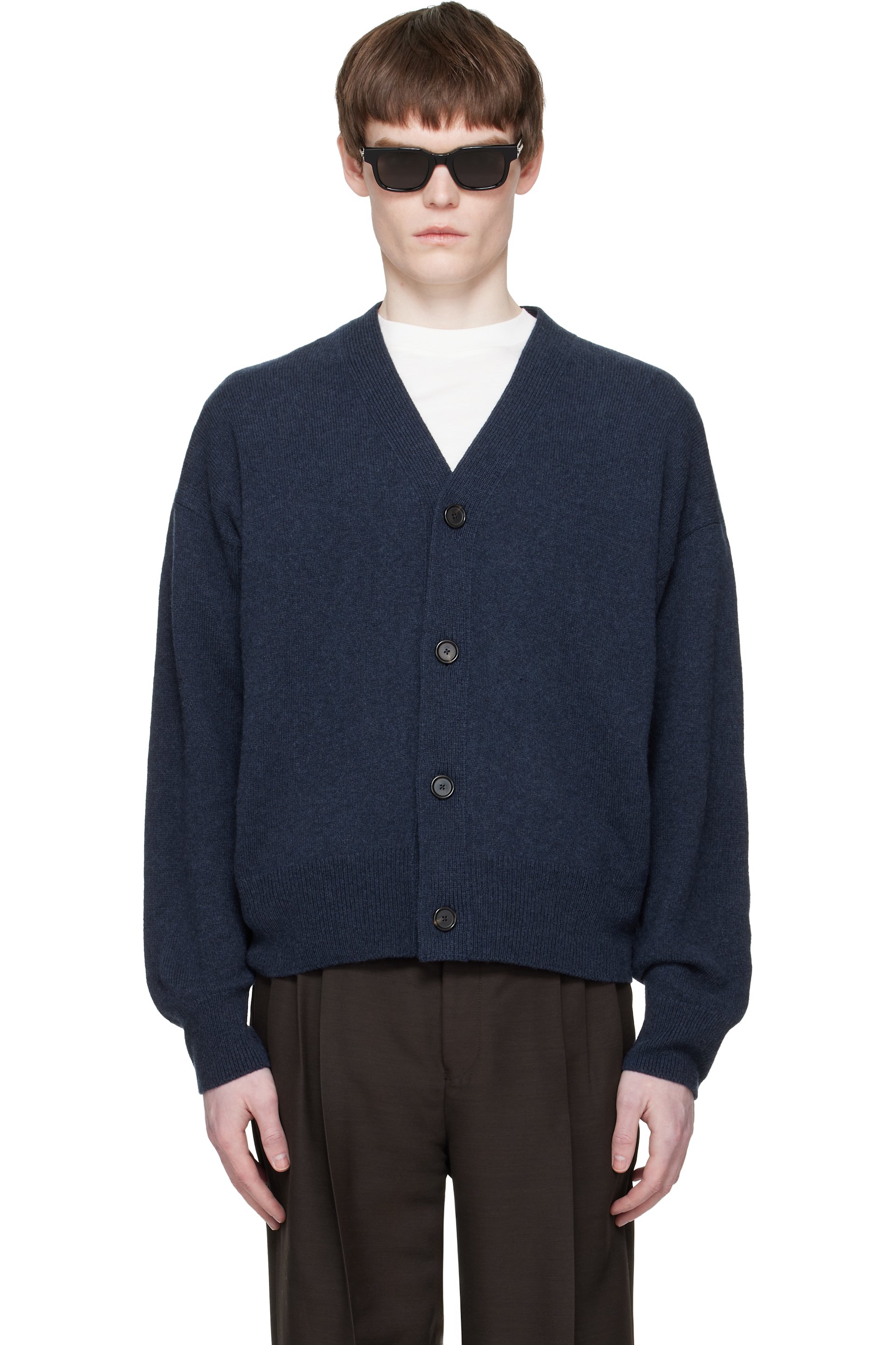 Boss - Cardigan bleu marine en laine