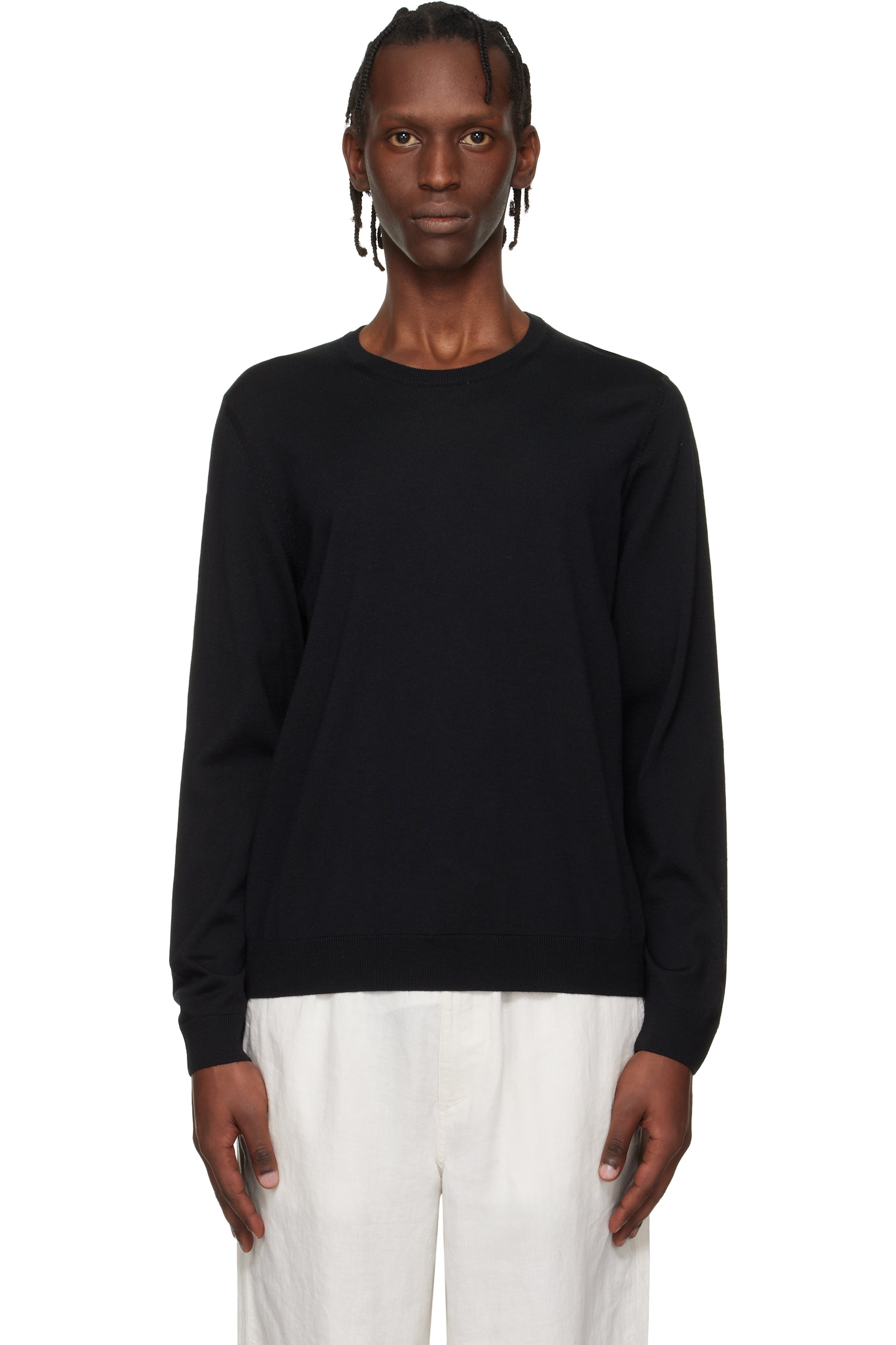 Boss - Pull ajusté noir en laine