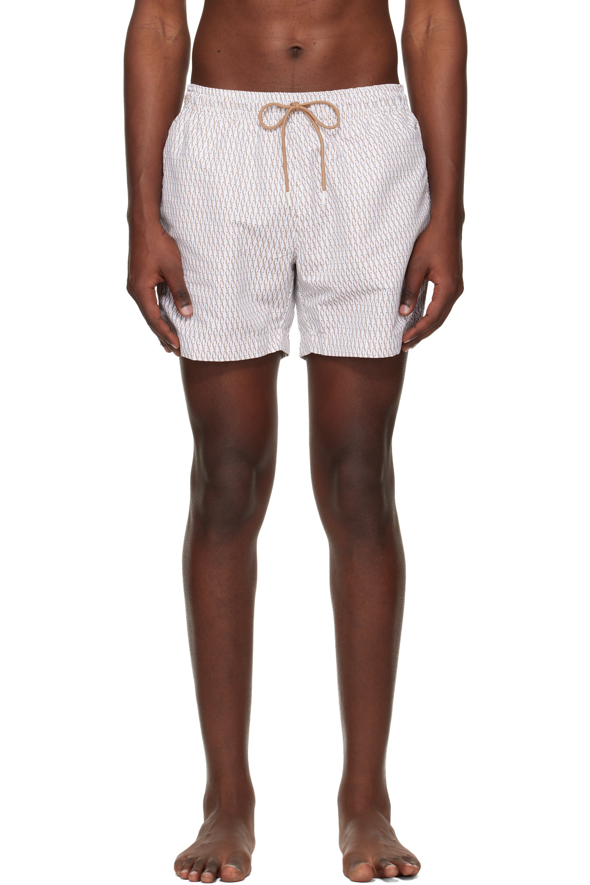 BOSS - Off-White Micro-Print Swim Shorts