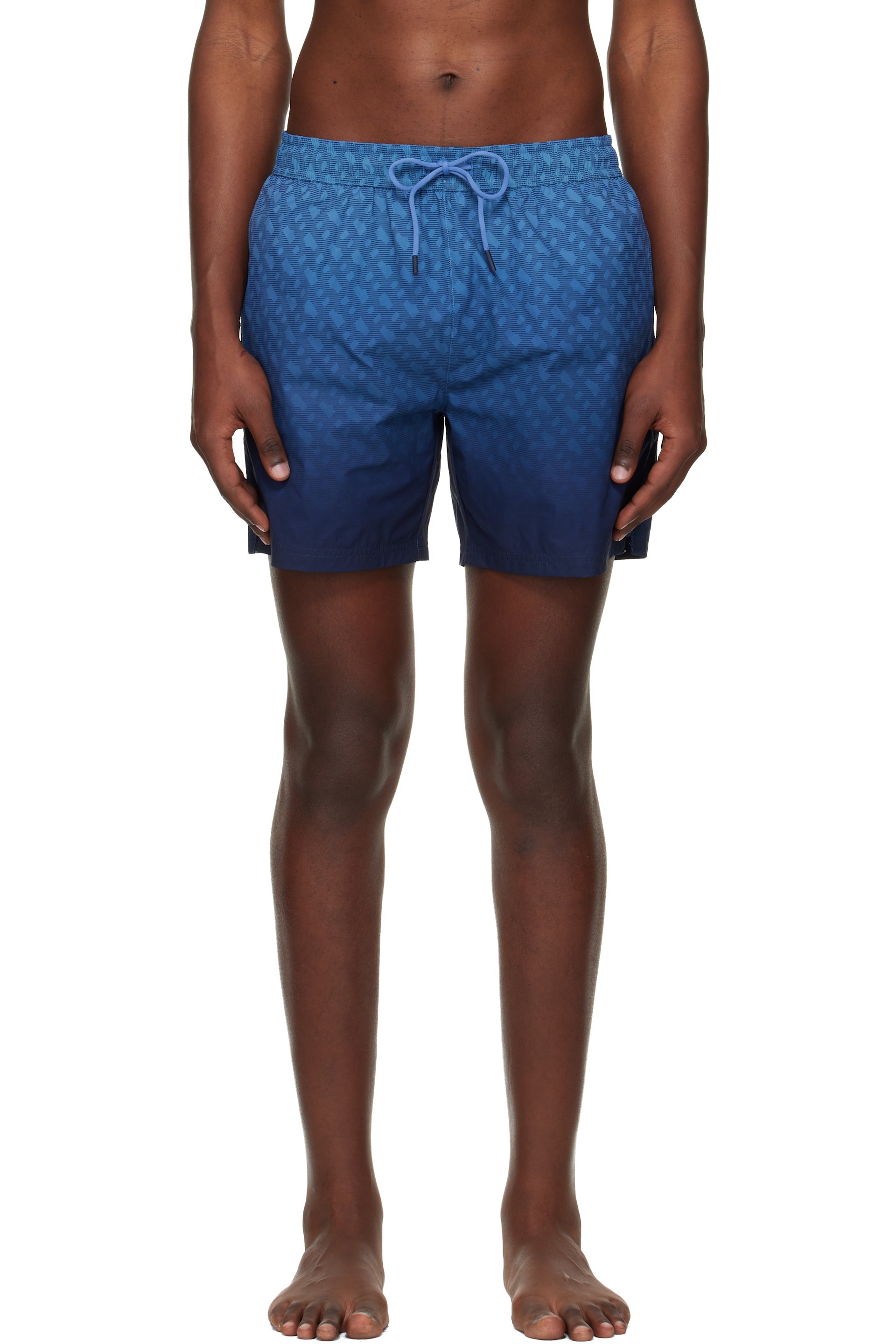 BOSS - Blue Logo-Badge Swim Shorts
