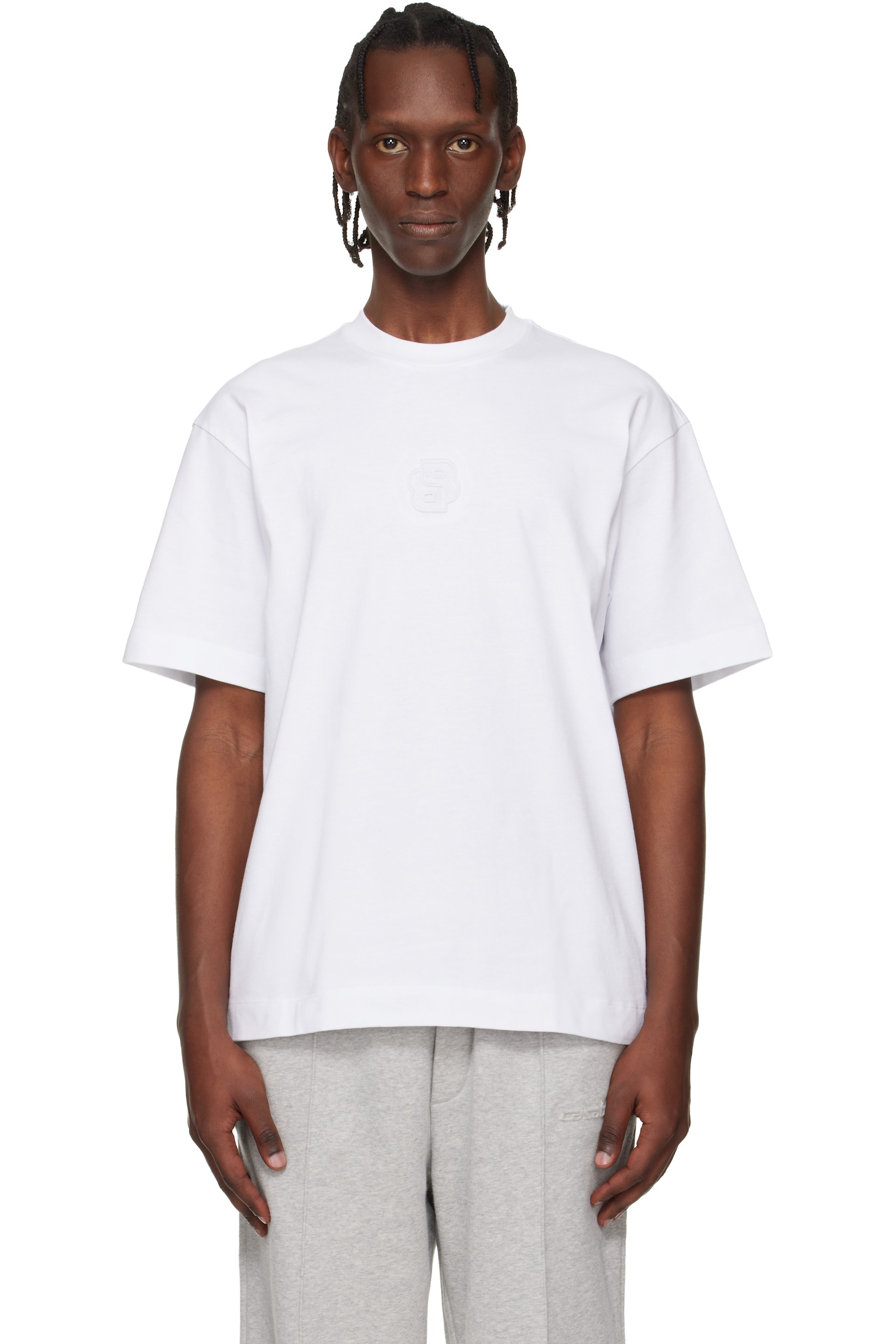 BOSS - White Embossed-Logo T-shirt