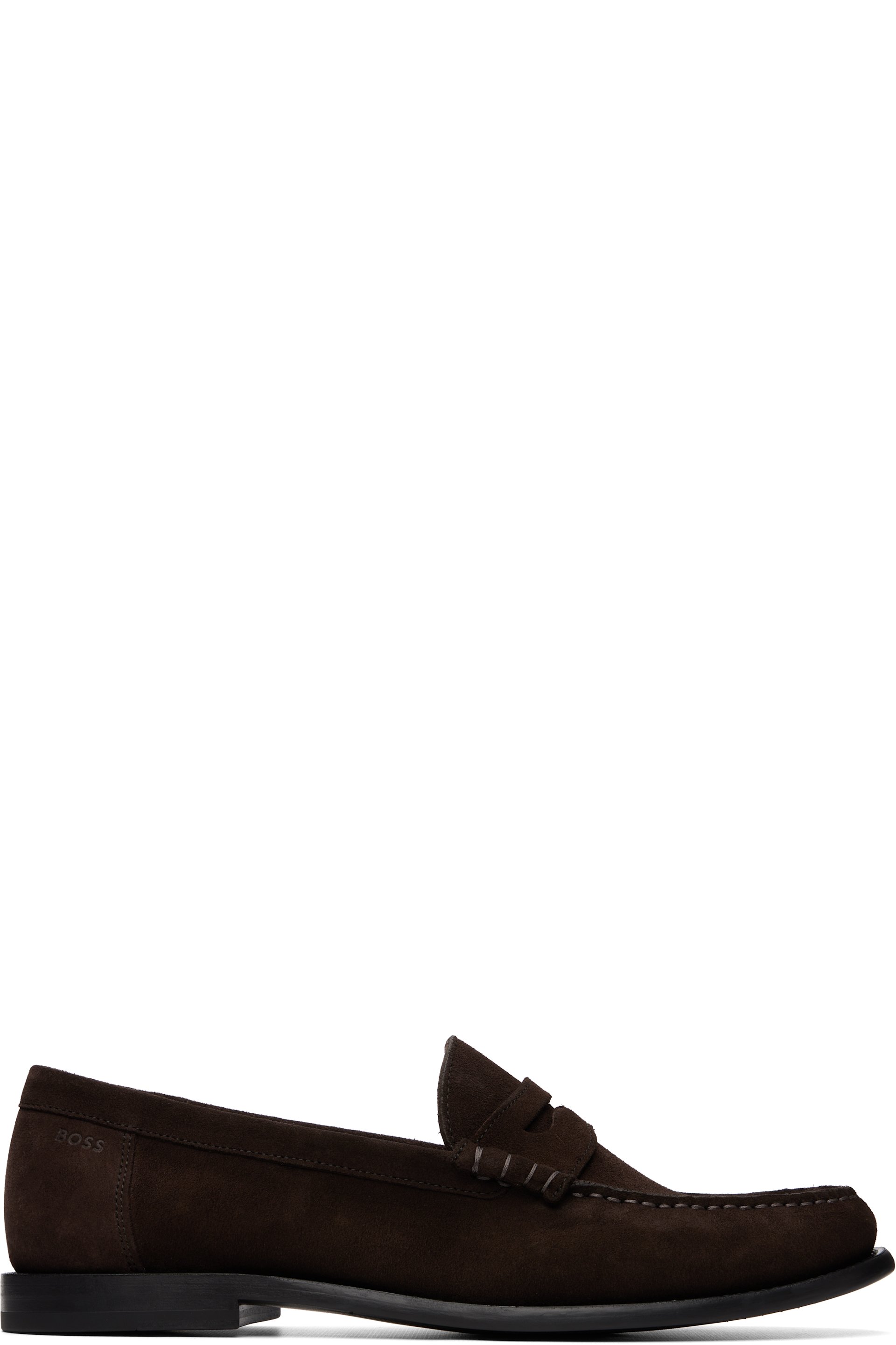 BOSS - Brown Penny-Trim Suede Loaferts