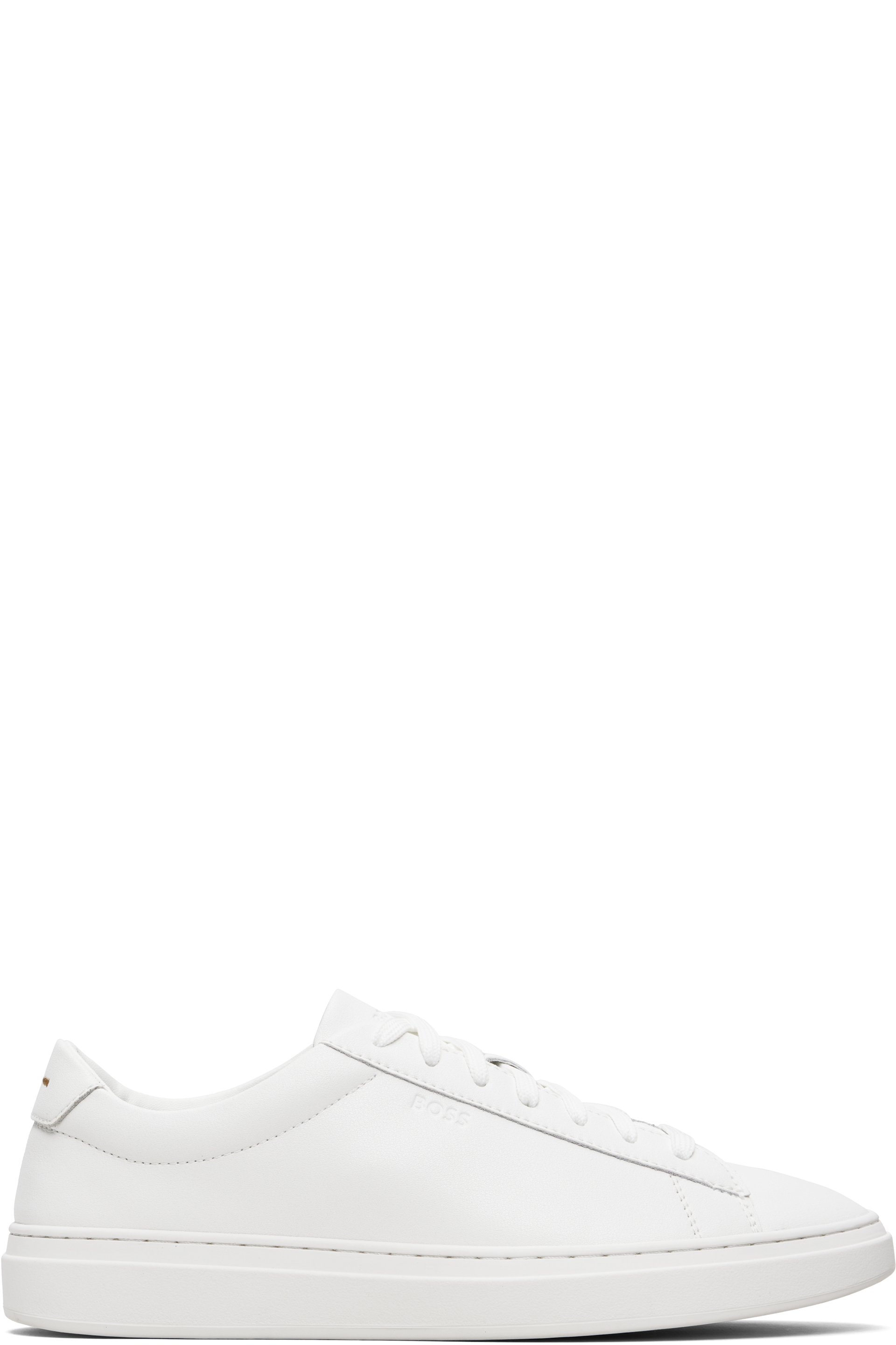 Boss - Baskets blanc cassé en cuir poncé
