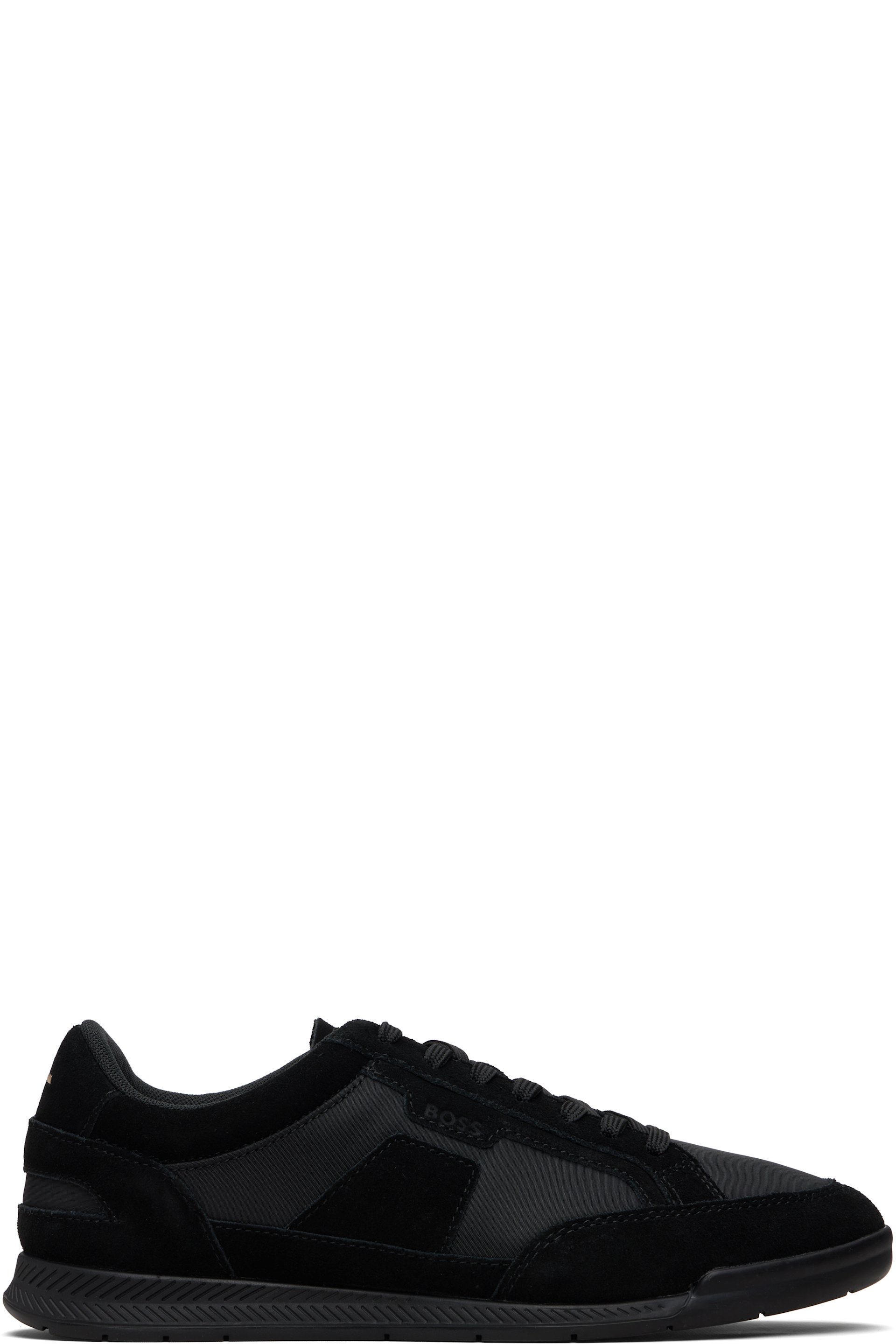 Boss - Baskets basses noires en satin
