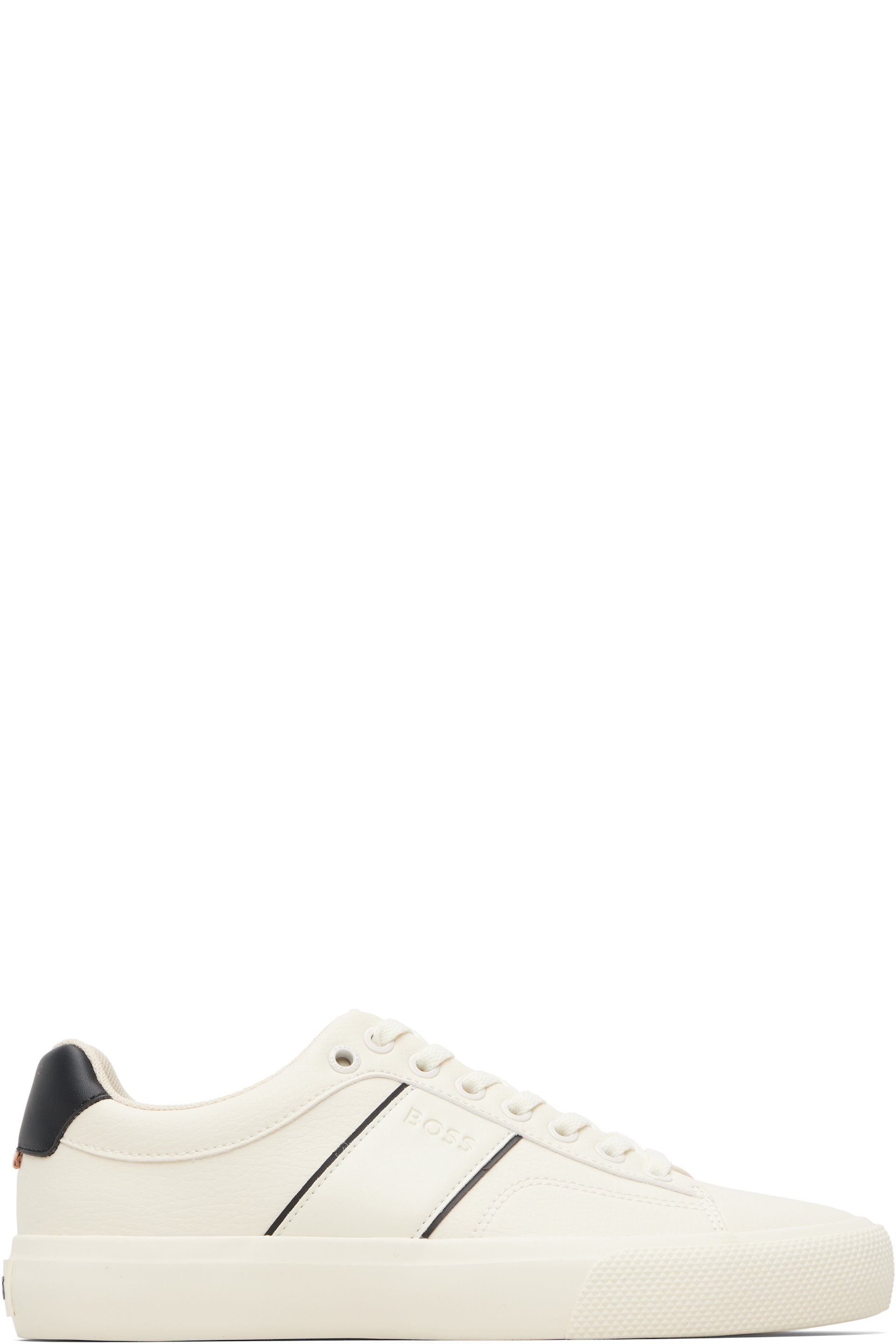 Boss - Baskets blanc cassé en cuir synthétique
