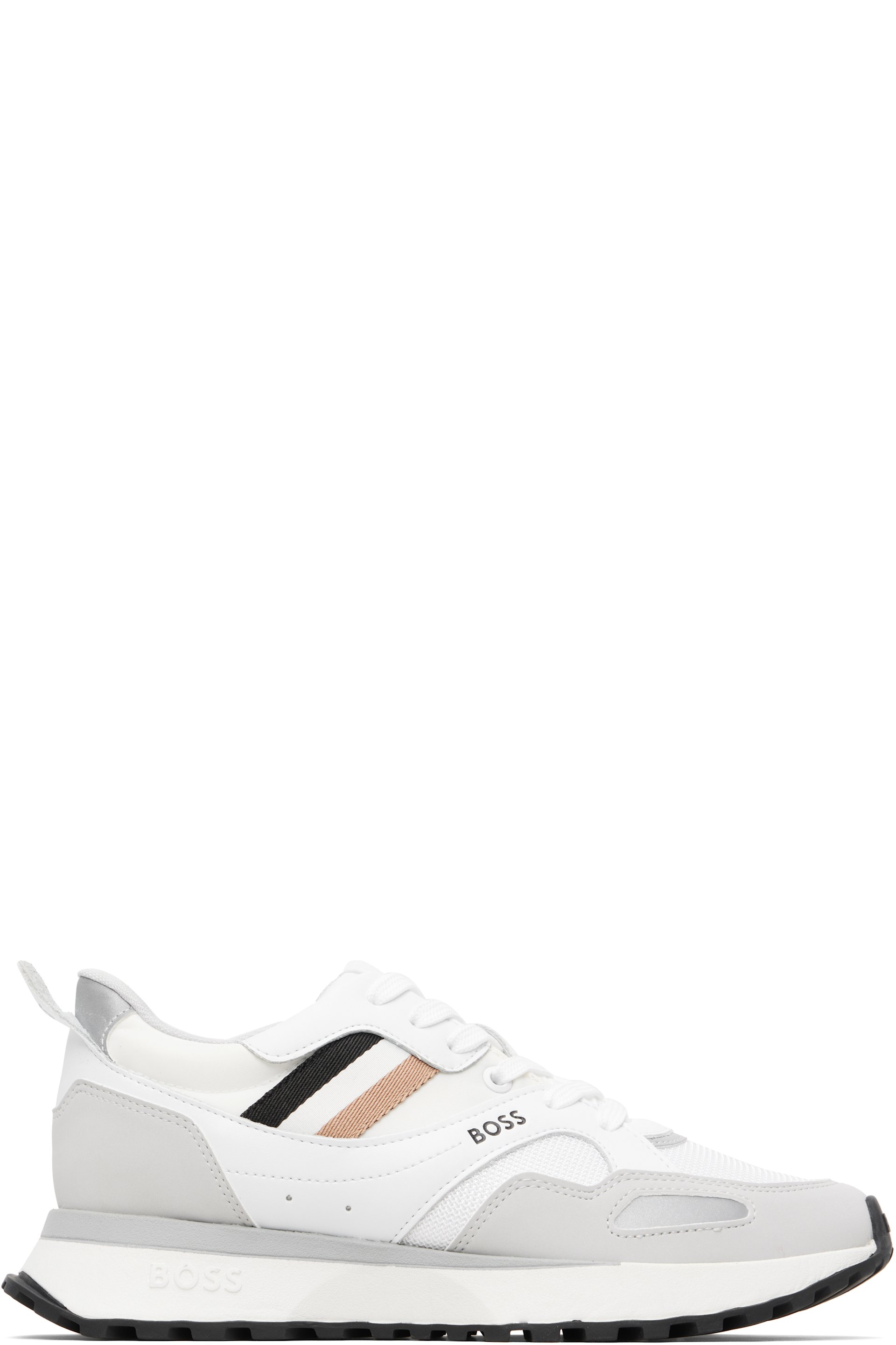 Boss - Baskets blanches en filet et en cuir