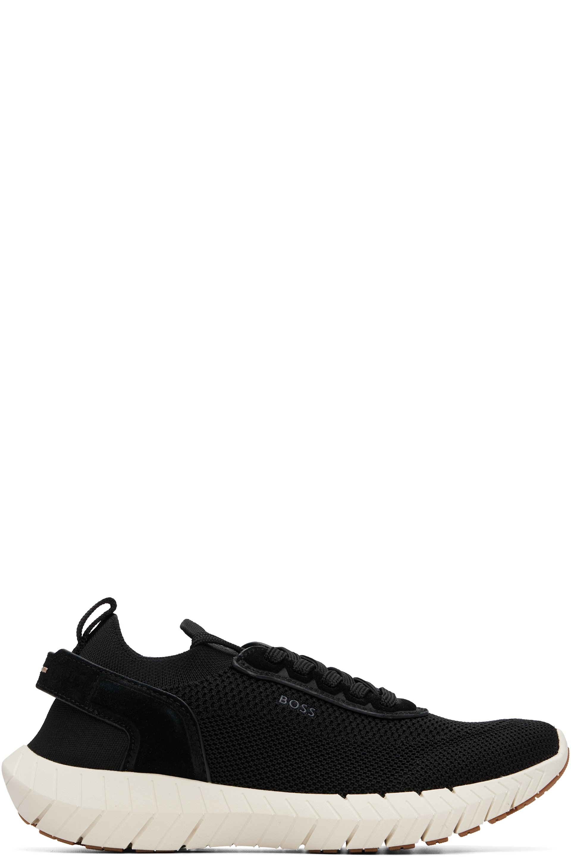 Boss - Baskets BOSS-MOTION noires en tricot à garnitures en cuir