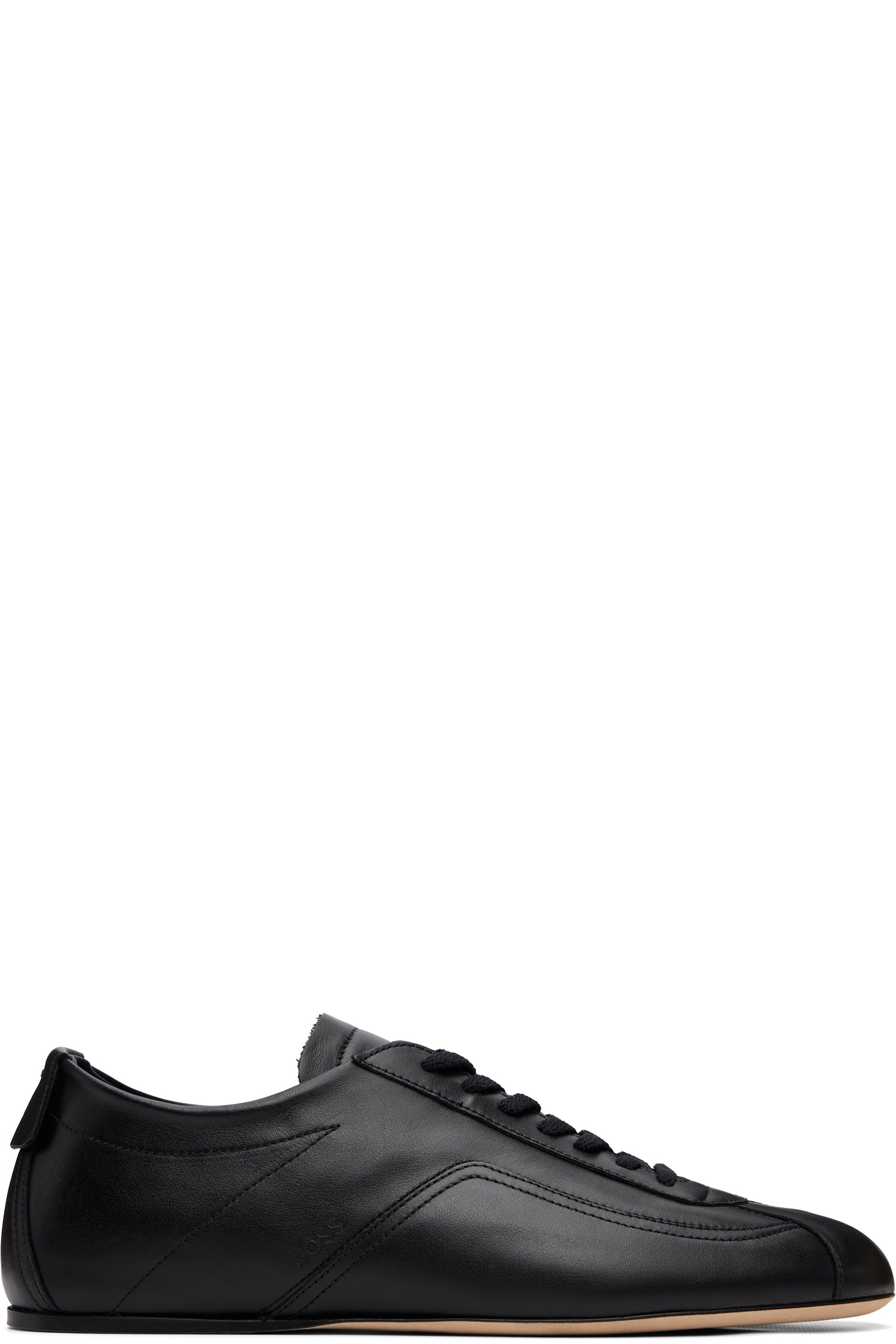 Boss - Baskets noires en cuir nappa à logo gaufré