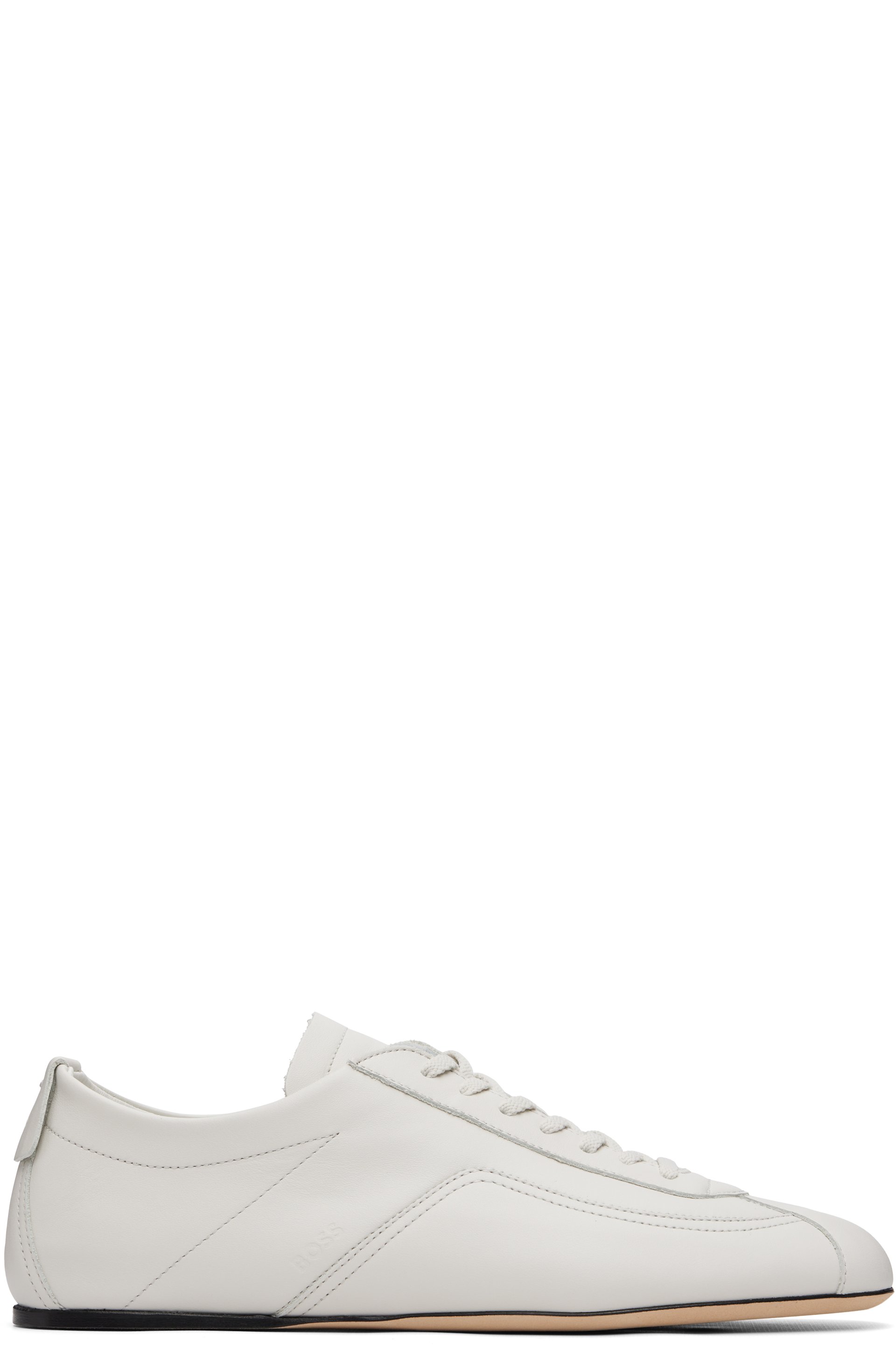 Boss - Baskets blanches en cuir nappa à logo gaufré
