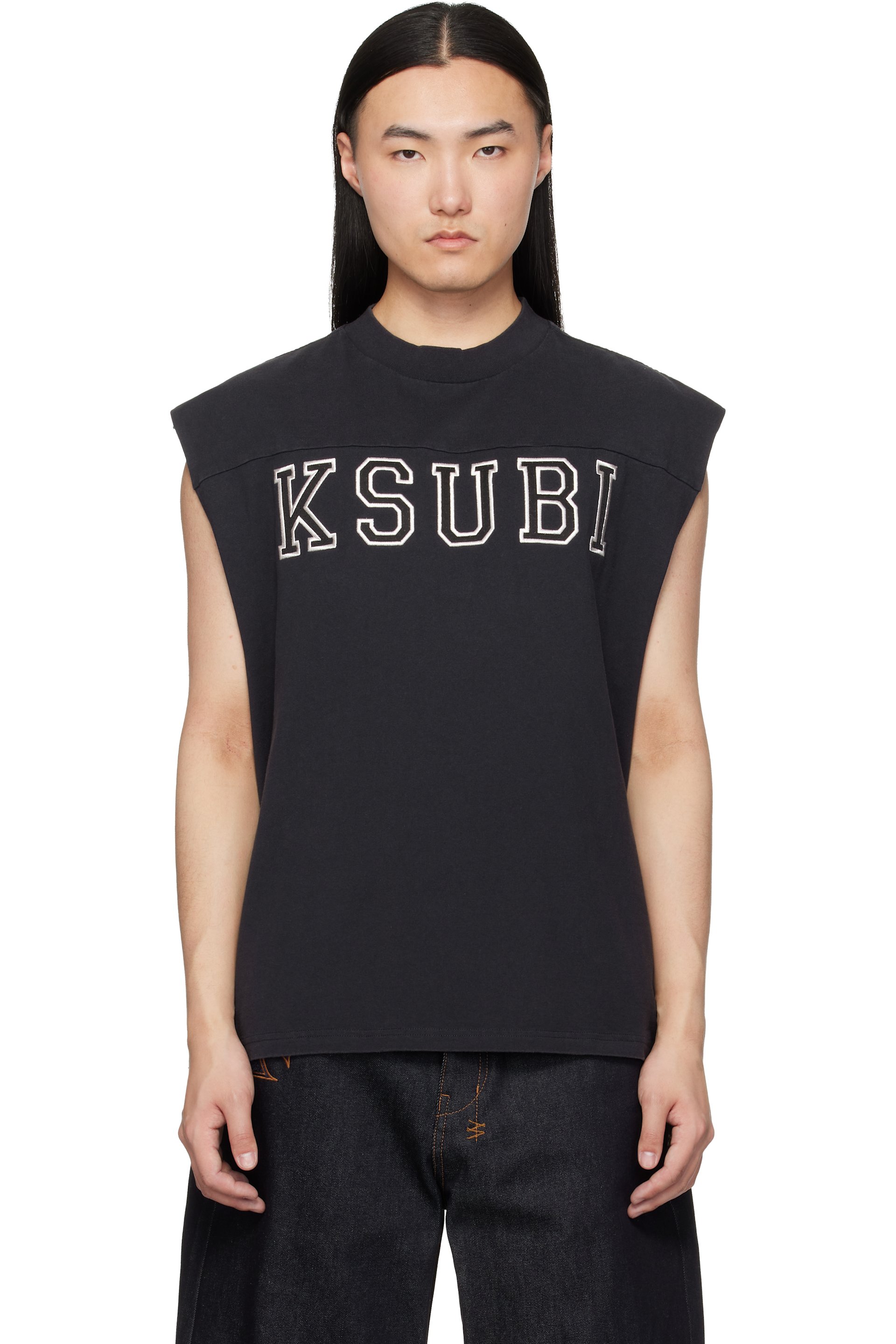 Ksubi - Black Touchdown Ekcess Cut Off Tank Top