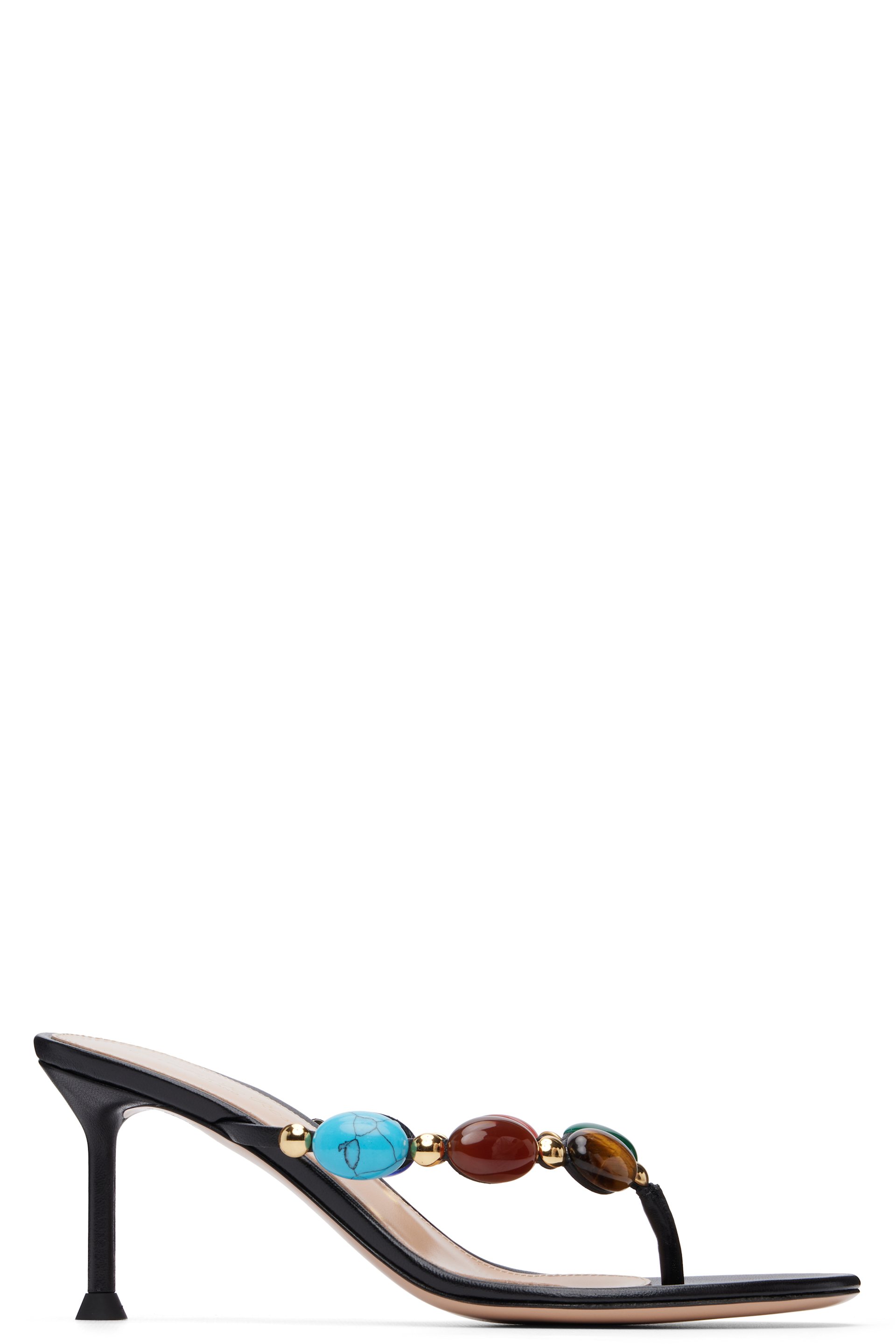 Gianvito Rossi - Sandales à talon Shanti 70 noires à bride de style tong