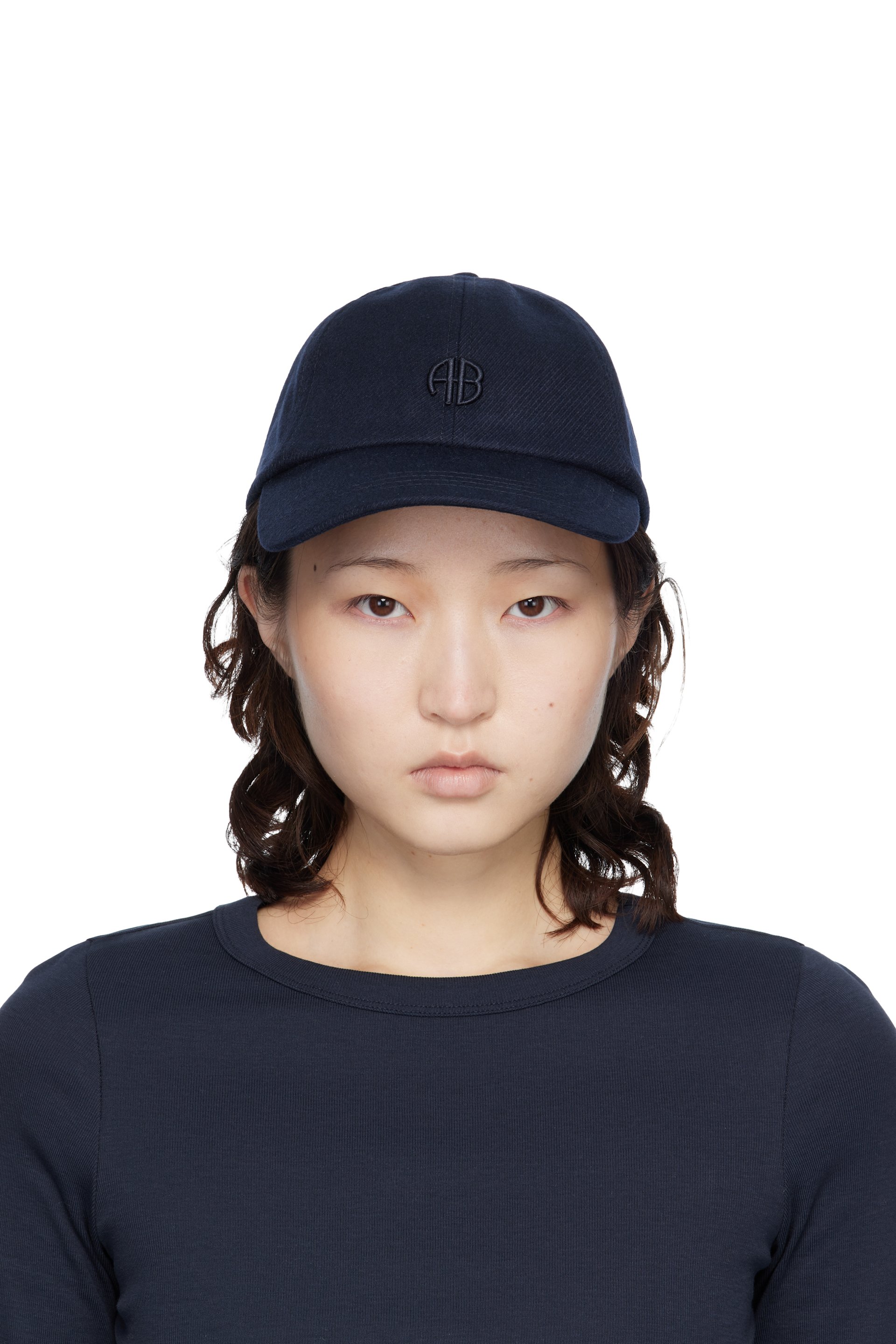 ANINE BING - Navy Wool Jeremy Baseball Cap