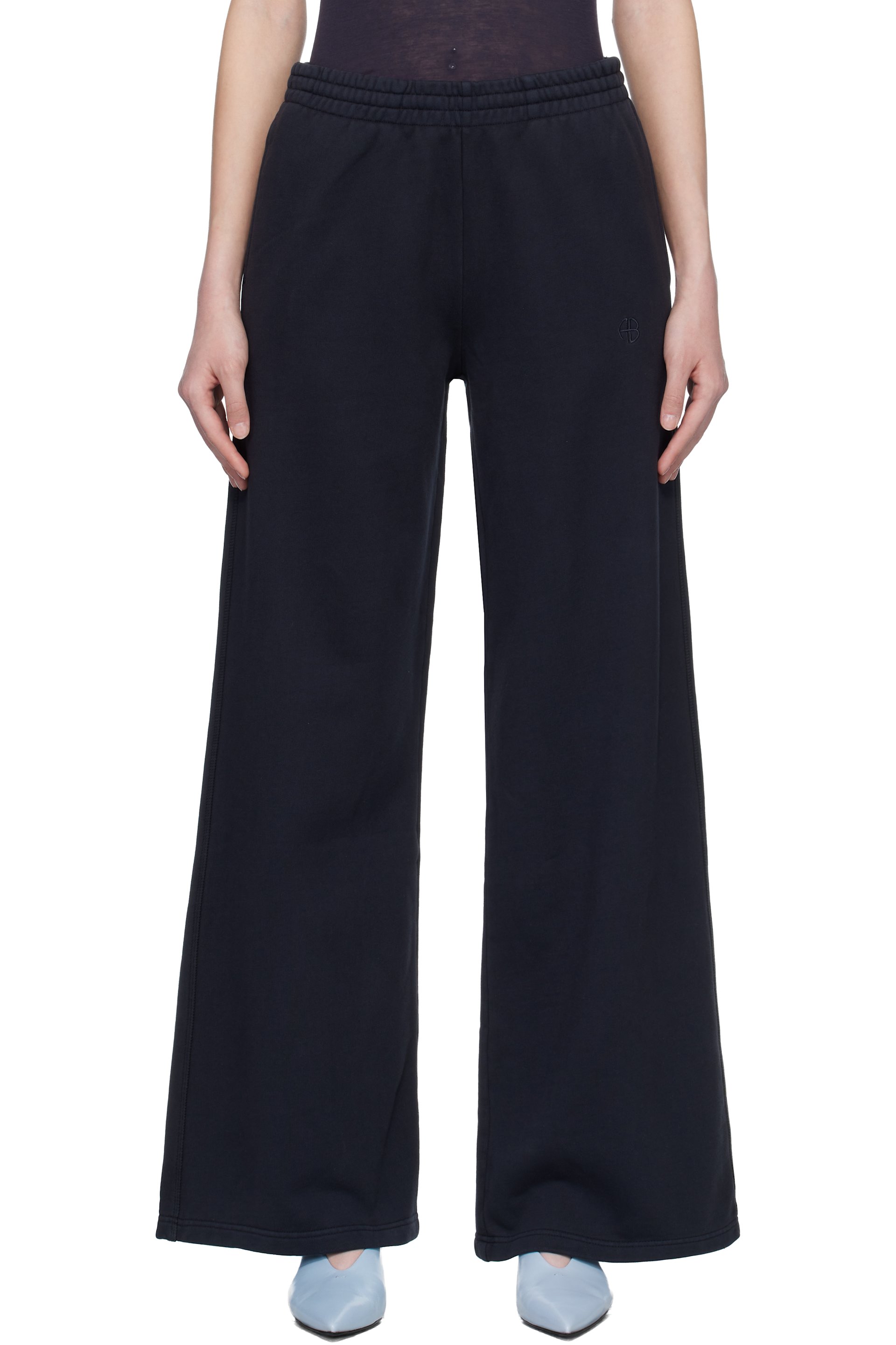 ANINE BING - Black Kacey Monogram Sweatpants