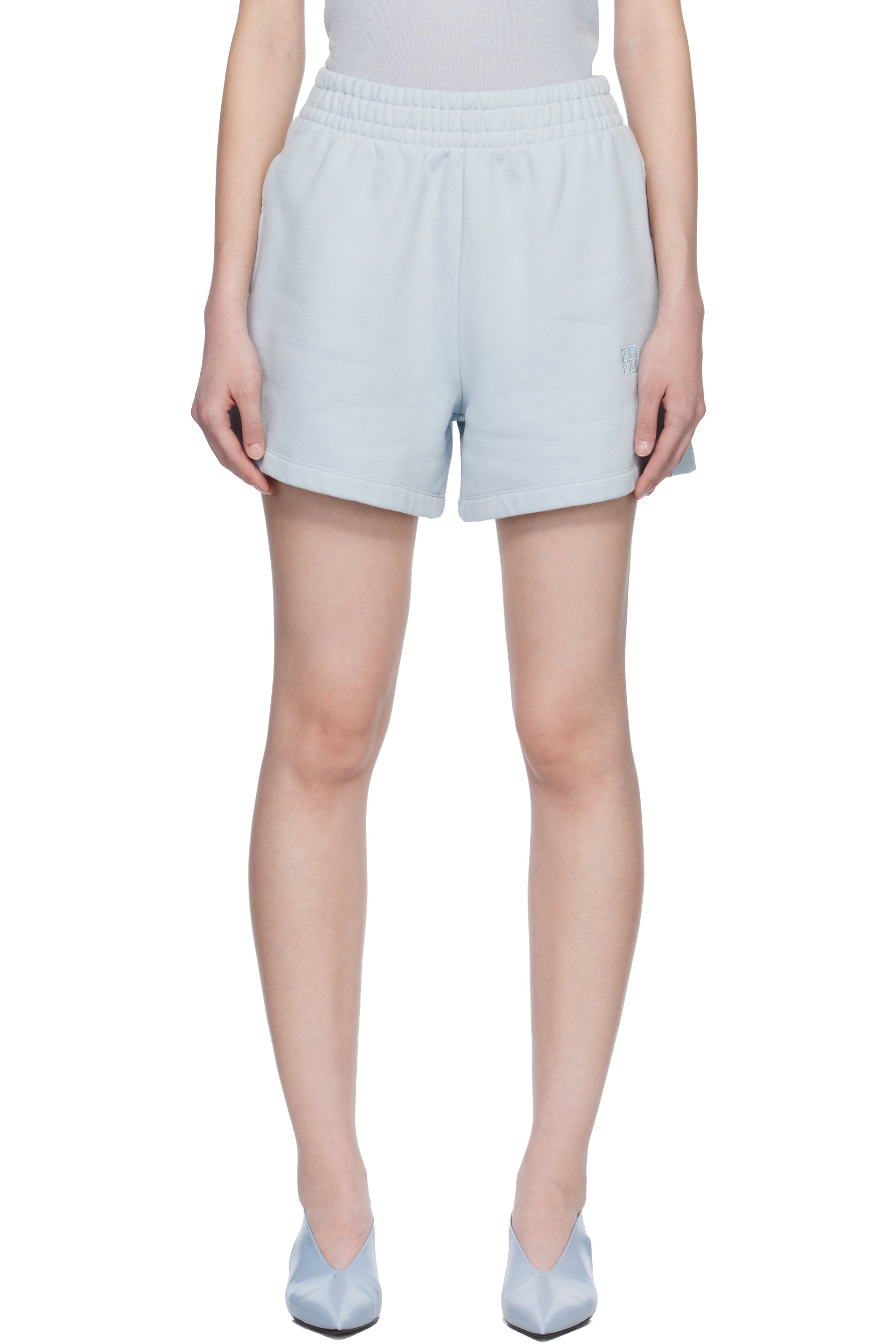 ANINE BING - Short Kam bleu à monogramme encadré