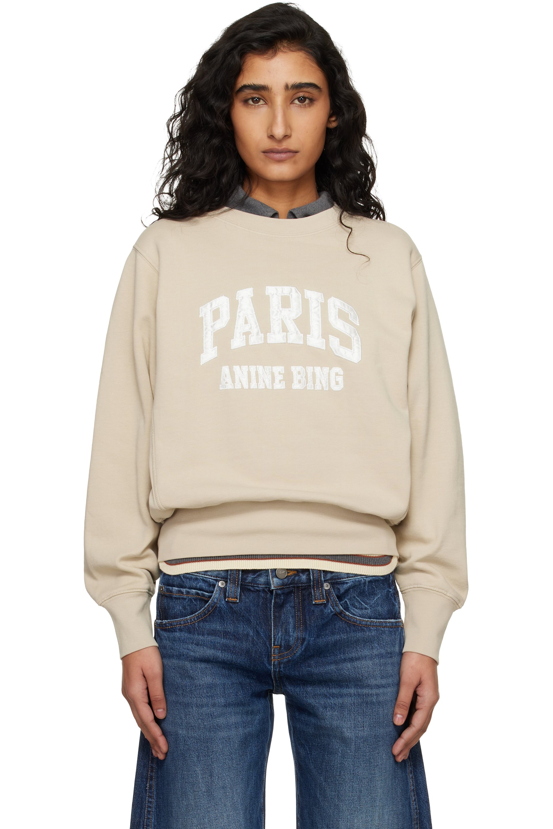ANINE BING - ベージュ Harry Paris シュランケン スウェットシャツ