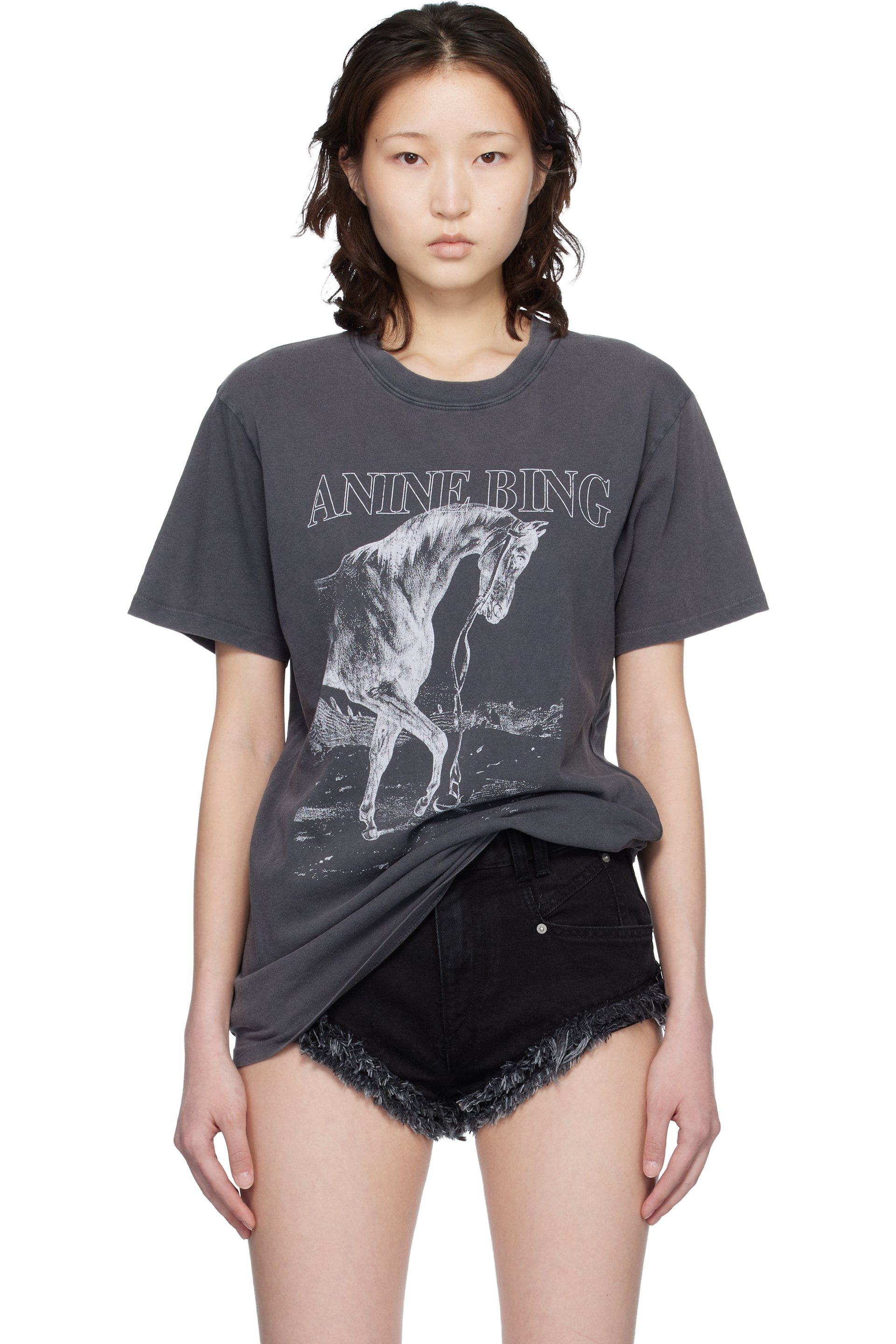 ANINE BING - T-shirt Lili noir à image