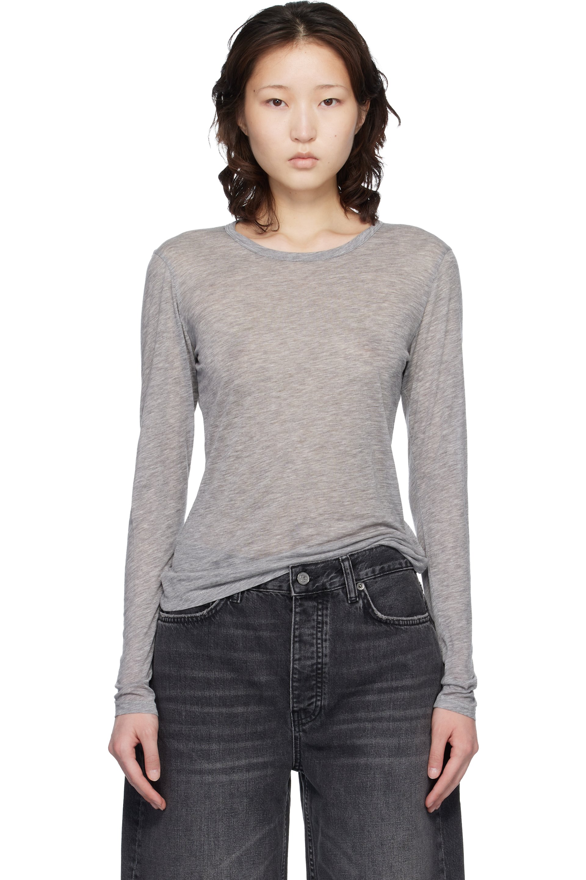 ANINE BING - T-shirt à manches longues Sylvie gris