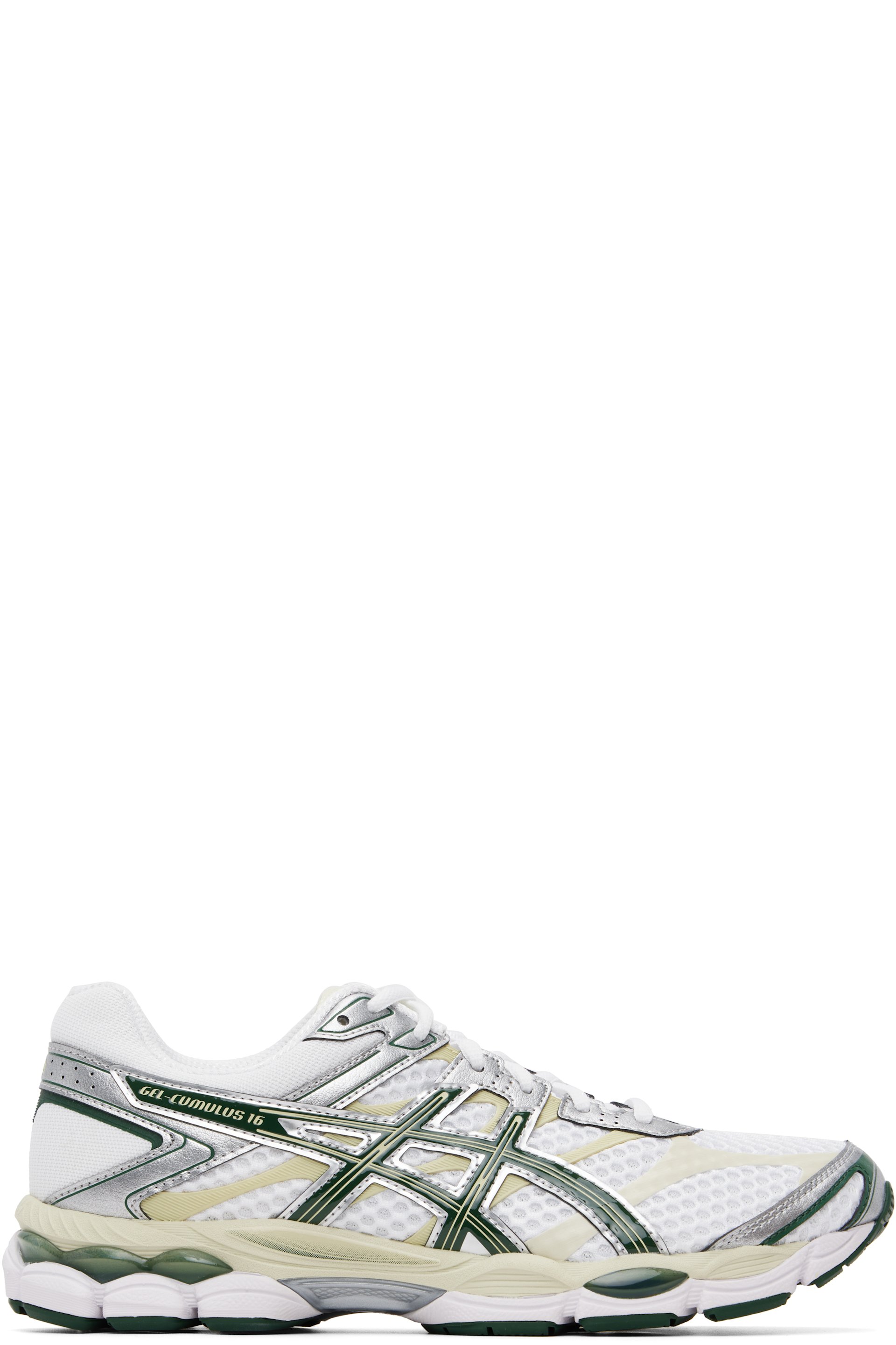 ASICS - White & Green Gel-Cumulus 16 Sneakers