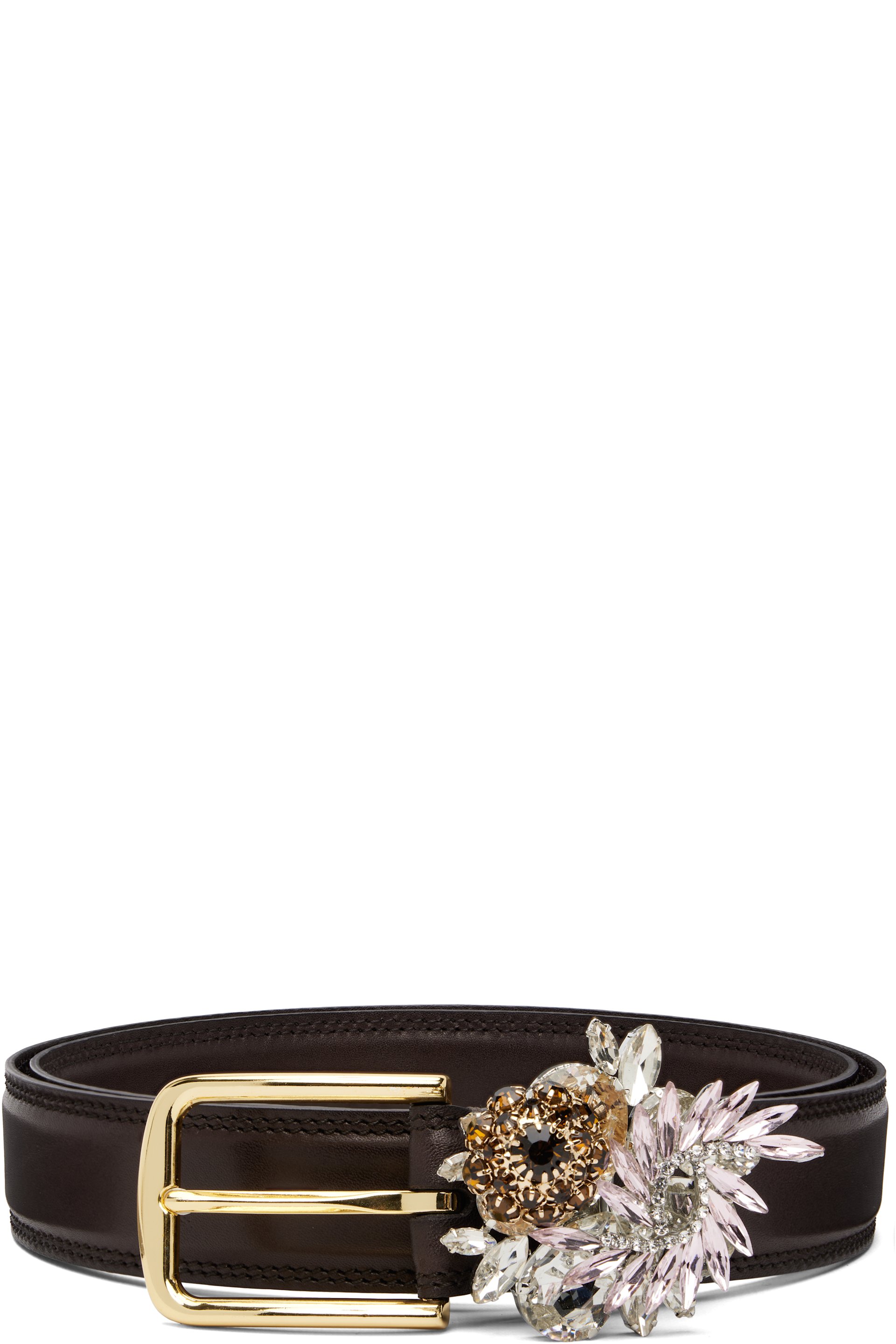 ALL-IN - Ceinture brune à ferrure en forme de fleur
