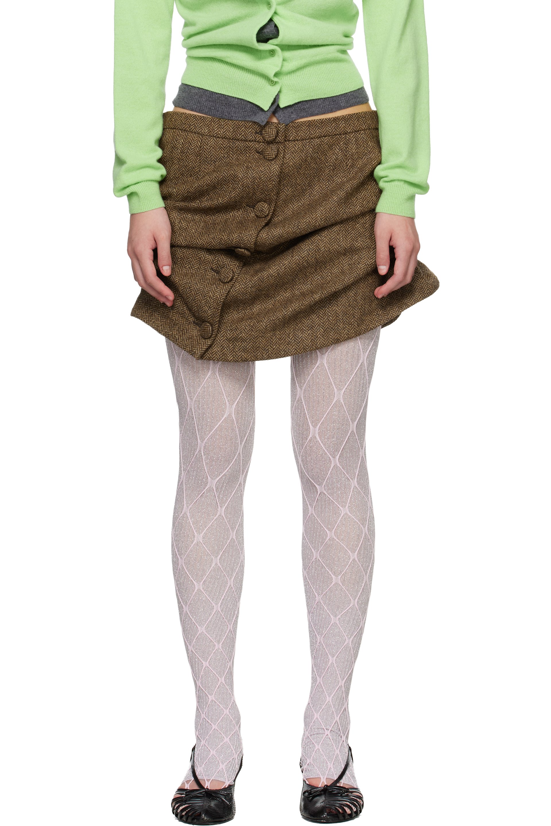 August Barron - Brown Lifted Pencil Miniskirt