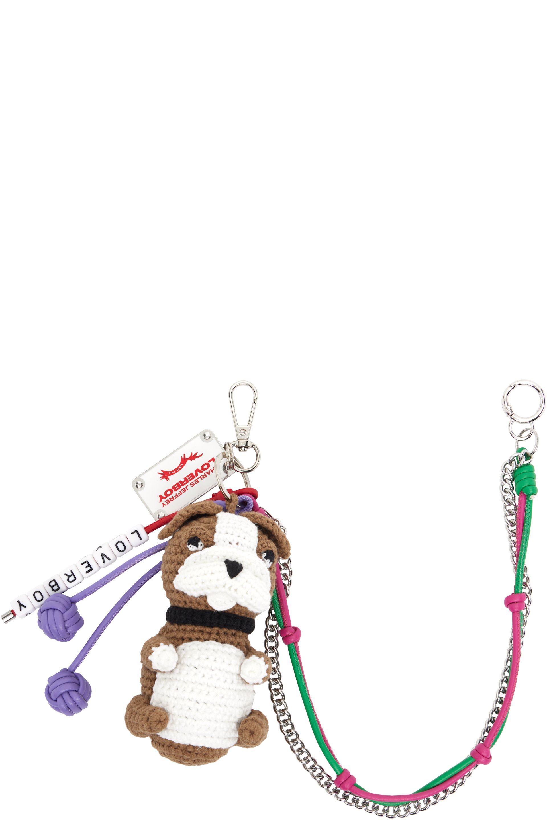Charles Jeffrey LOVERBOY - Breloque pour sac vert et blanc à breloque crochetée