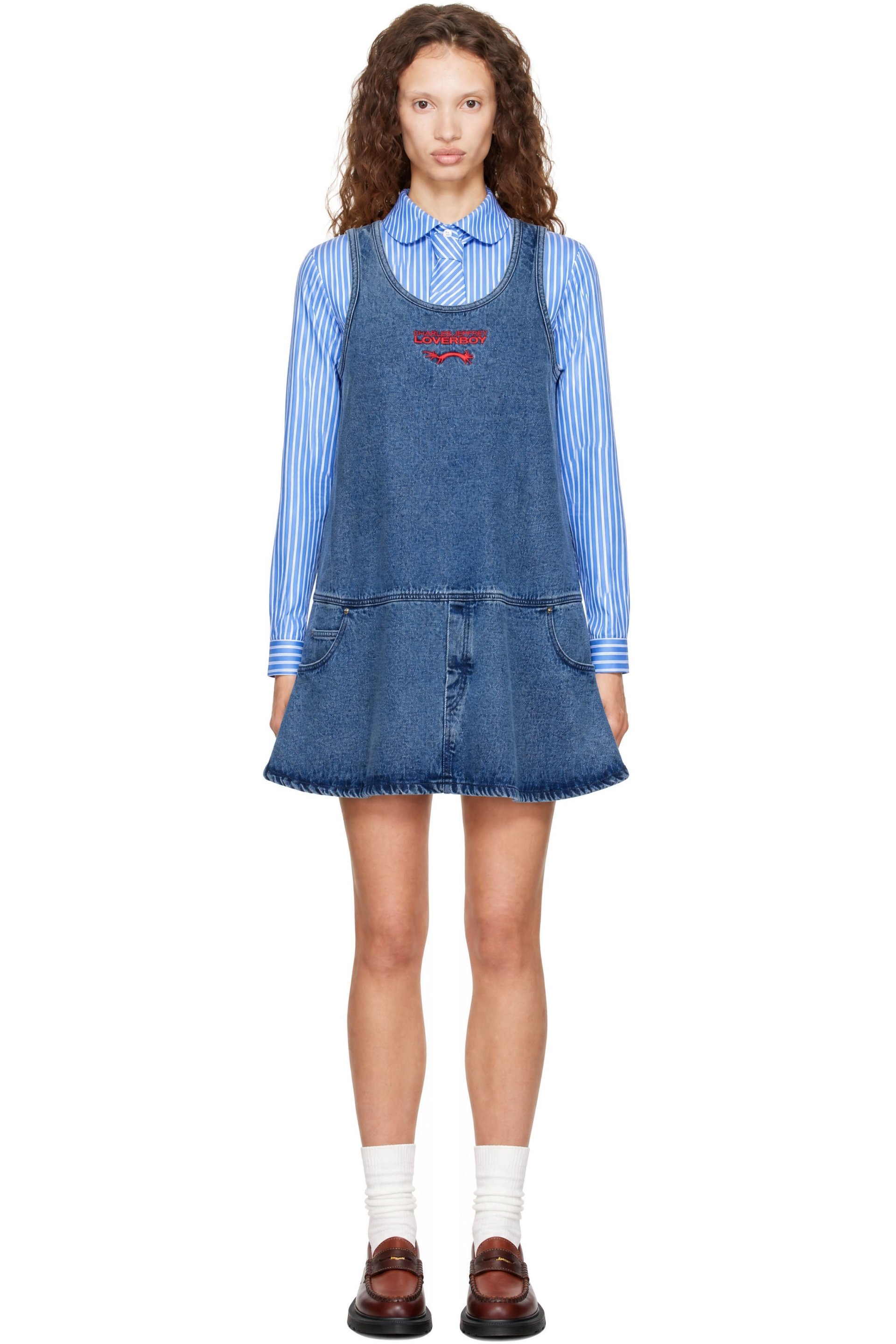 Charles Jeffrey LOVERBOY - Blue Denim Vest Minidress