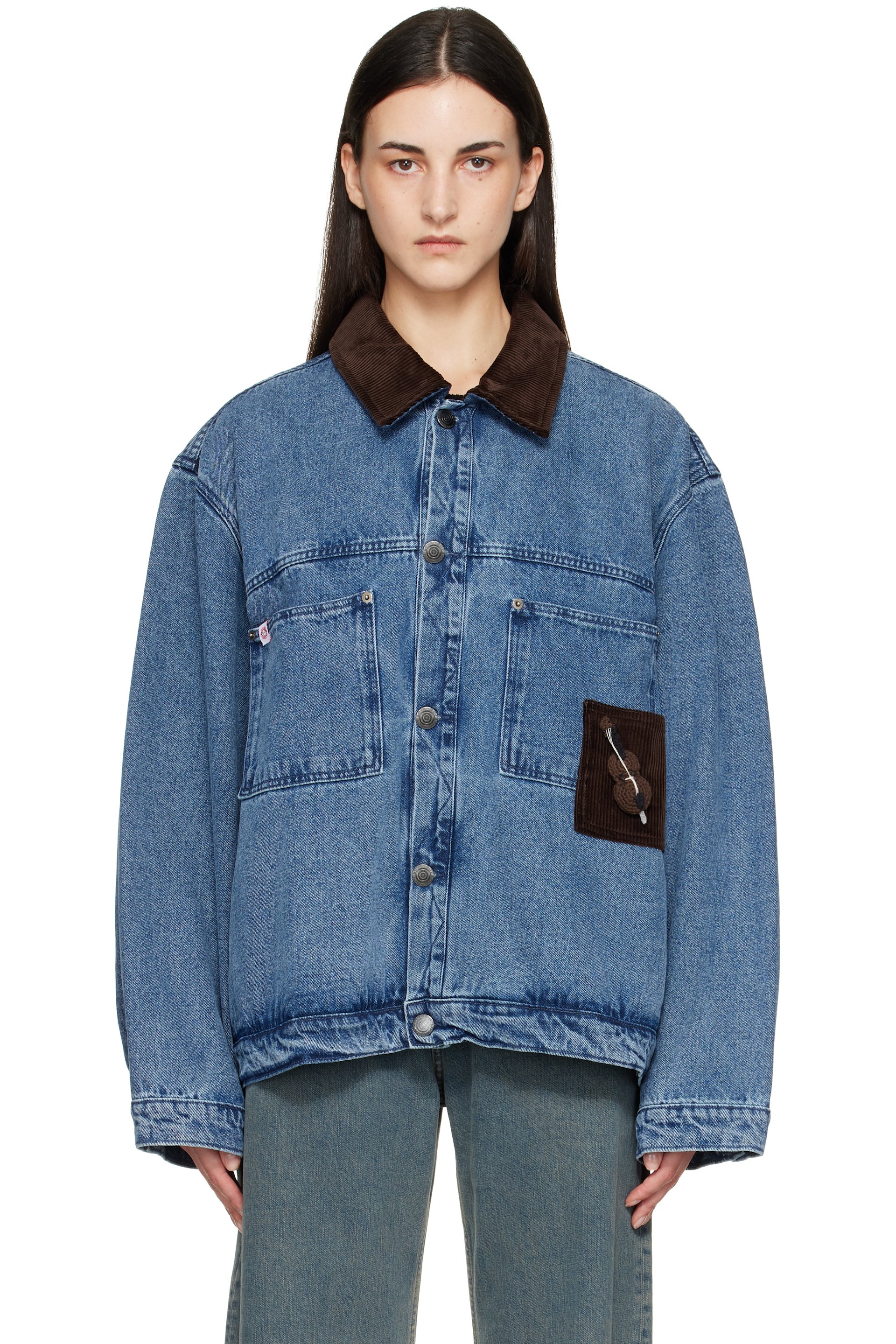 Charles Jeffrey LOVERBOY - Blue Corduroy Collar Denim Jacket